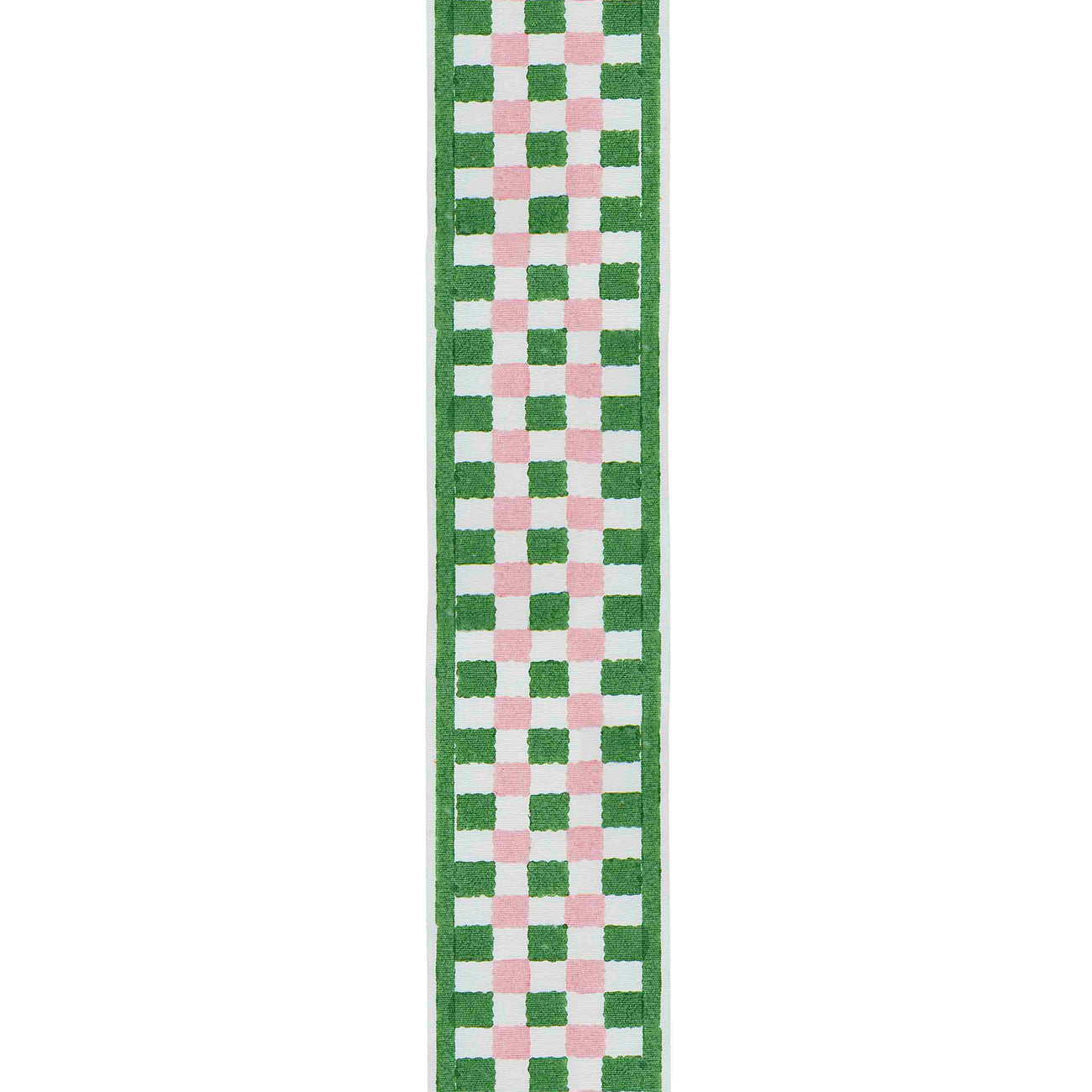 Trim Chequer Block Printed Cotton Fabric - Green & Pink - Perfect for Quilting, Home Decor, and DIY Craft Projects