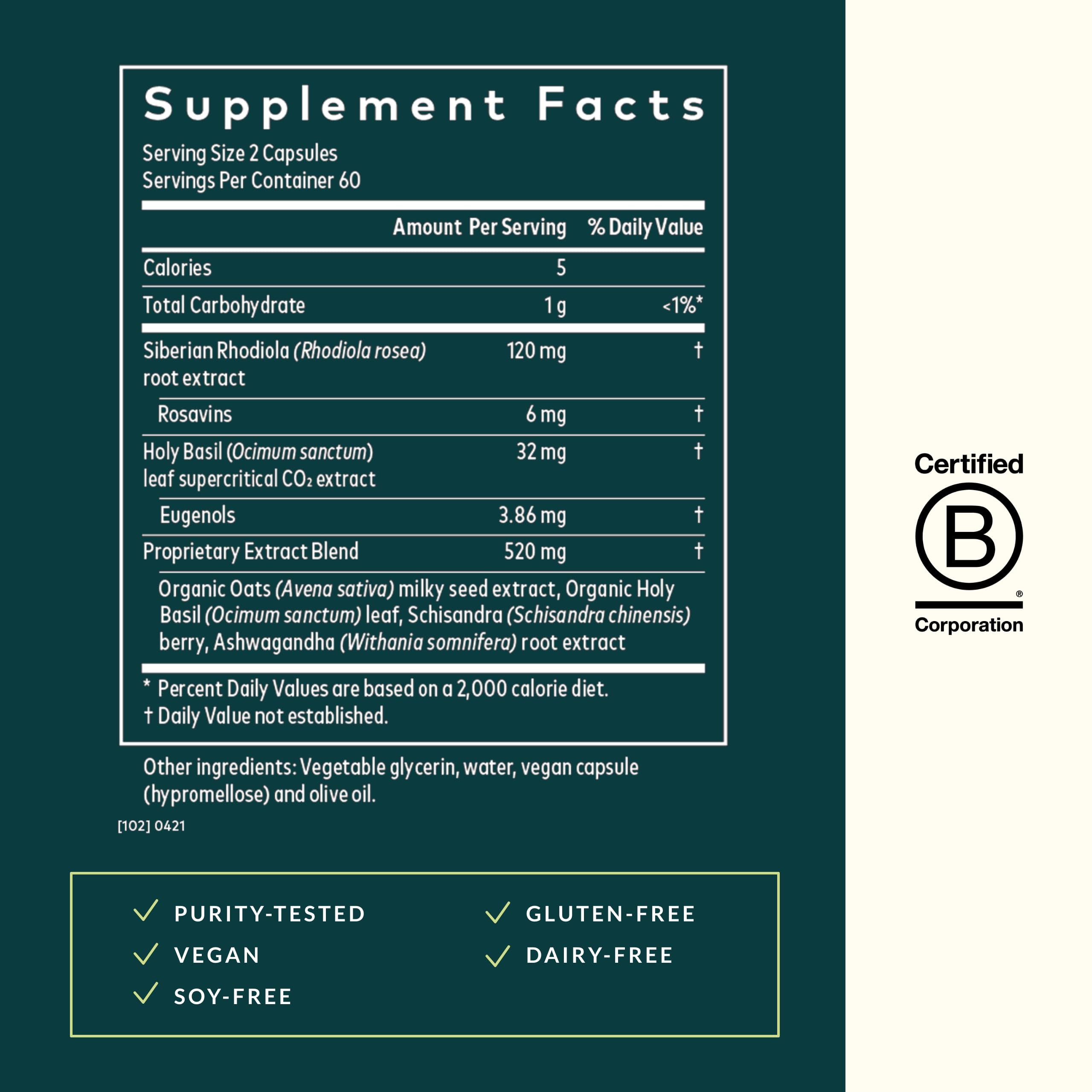 Gaia Herbs Adrenal Health Daily Support Supplement with Ashwagandha, Holy Basil & Schisandra - 120 Liquid Phyto-Capsules for Energy & Stress Relief - Supports Healthy Cortisol Levels & Vitality - Perfect for Busy Professionals & Stressful Lifestyles