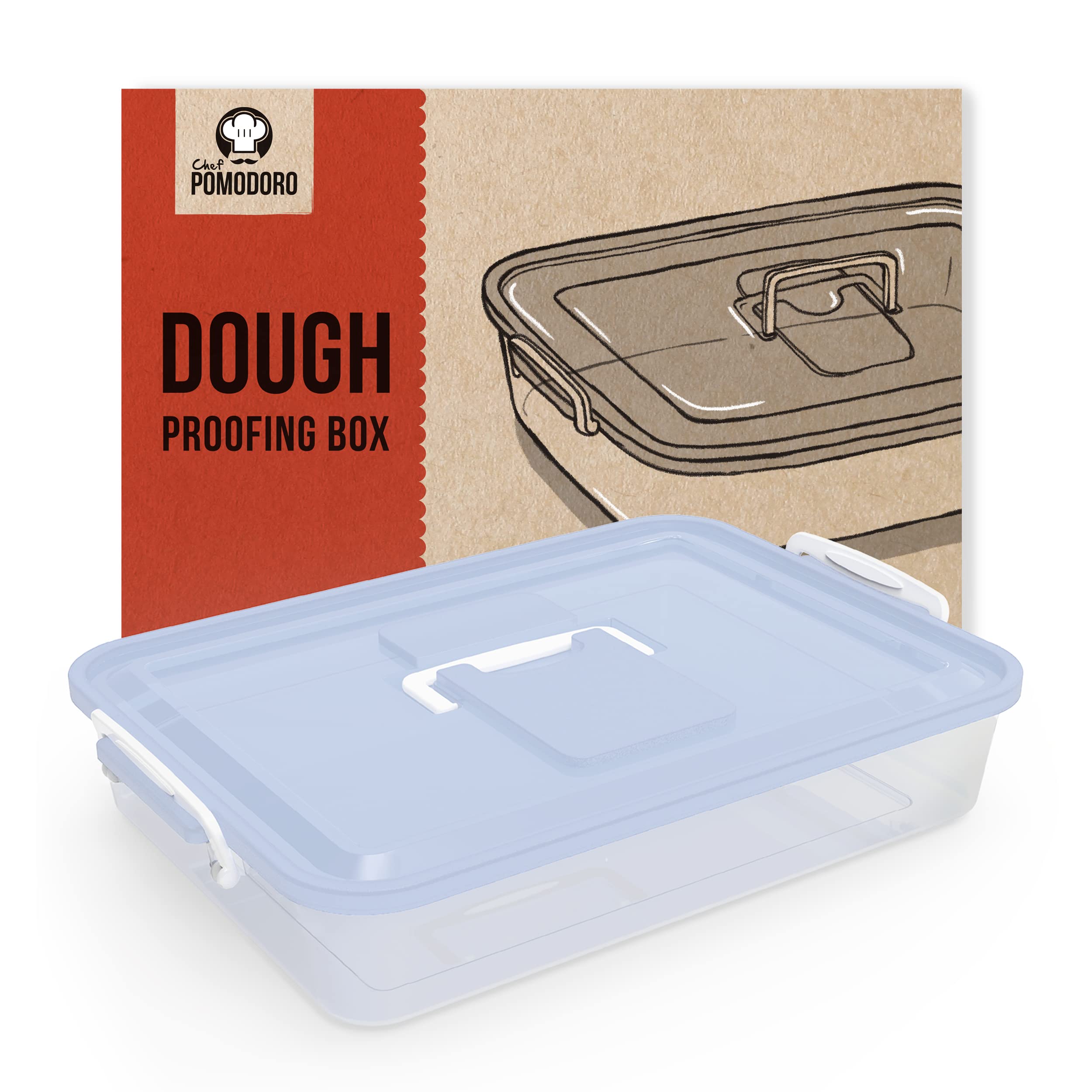**Professional 14 x 11-Inch Pizza Dough Proofing Box – Chef Pomodoro Dough Container for 4-6 Balls, Household Pizza Dough Tray with Carry Handle (Blue) – Perfect for Home Baking, Restaurants & Pizza Parties**