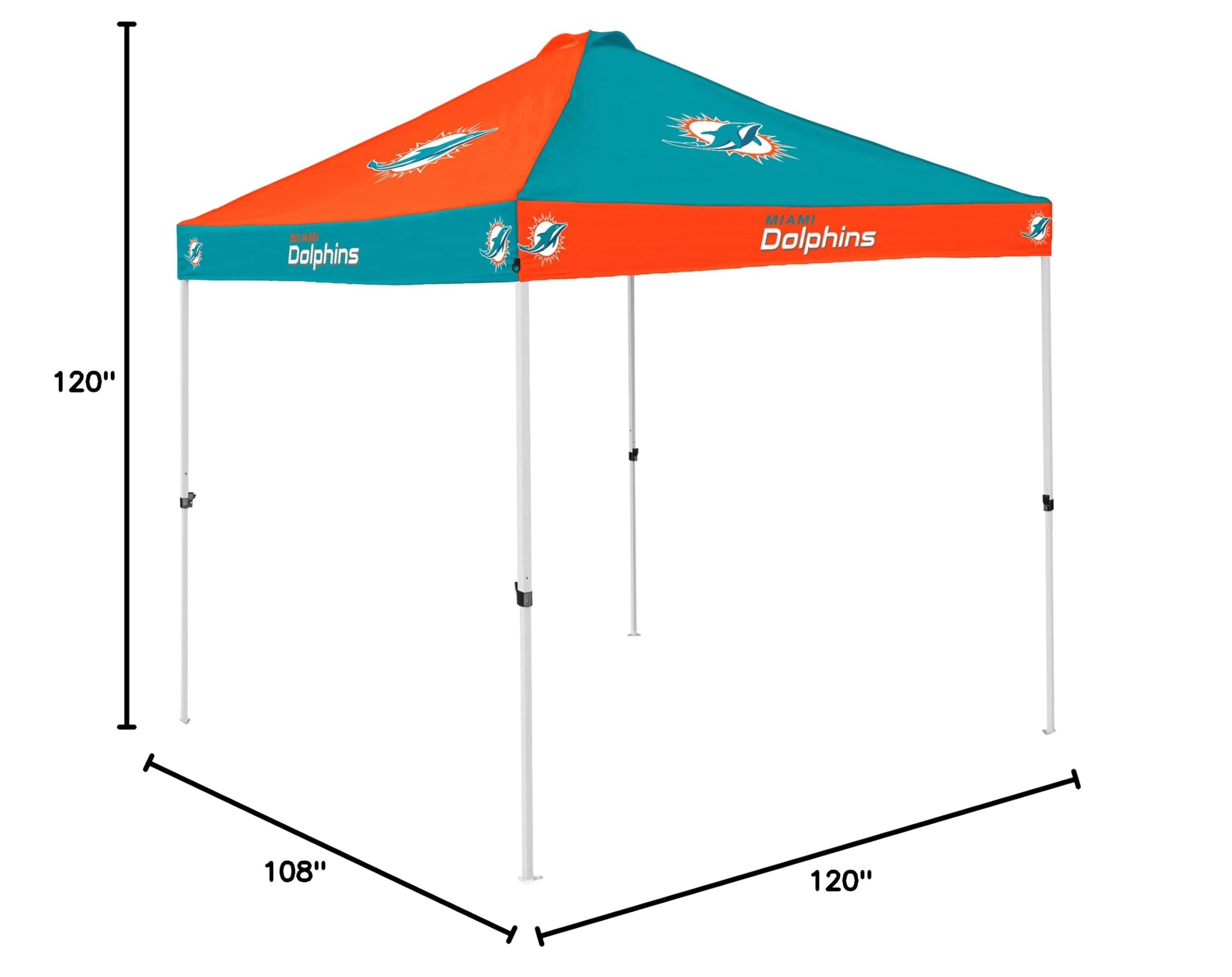 Miami Dolphins Checkerboard Canopy - Official NFL Team Logo Outdoor Tent for Tailgating, Beach, Camping & Backyard Parties