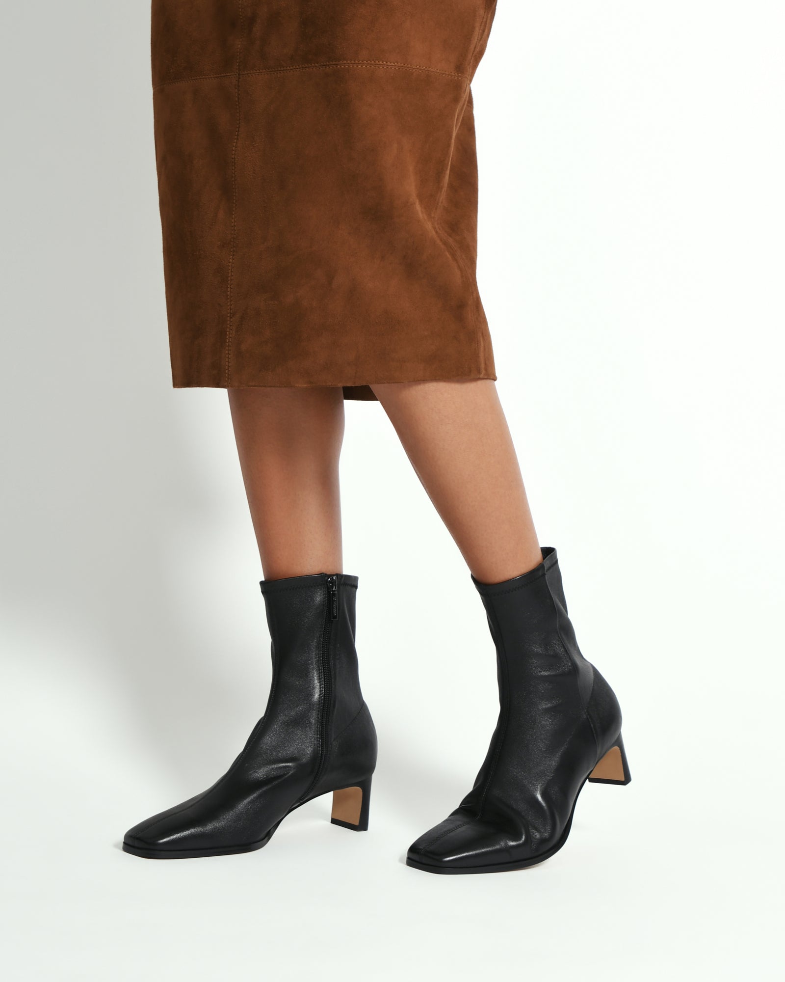 Quince Black Leather Mid Ankle Boots for Women - Stylish & Comfortable Footwear for Fall, Winter & Everyday Wear