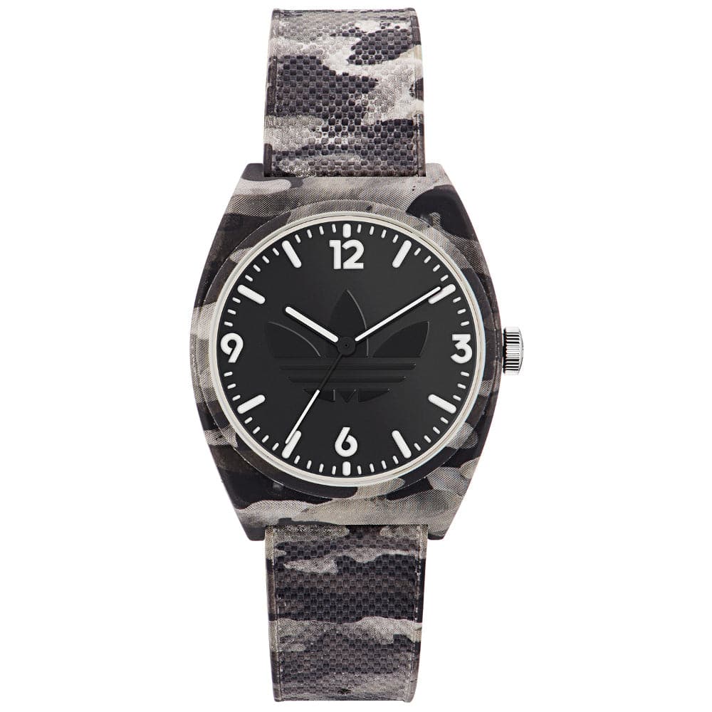 Adidas Unisex Rubber Gray Camouflage Strap Watch AOST22568 - Sporty & Durable Timepiece for Men and Women, Perfect for Outdoor Activities, Gym Workouts, and Casual Wear