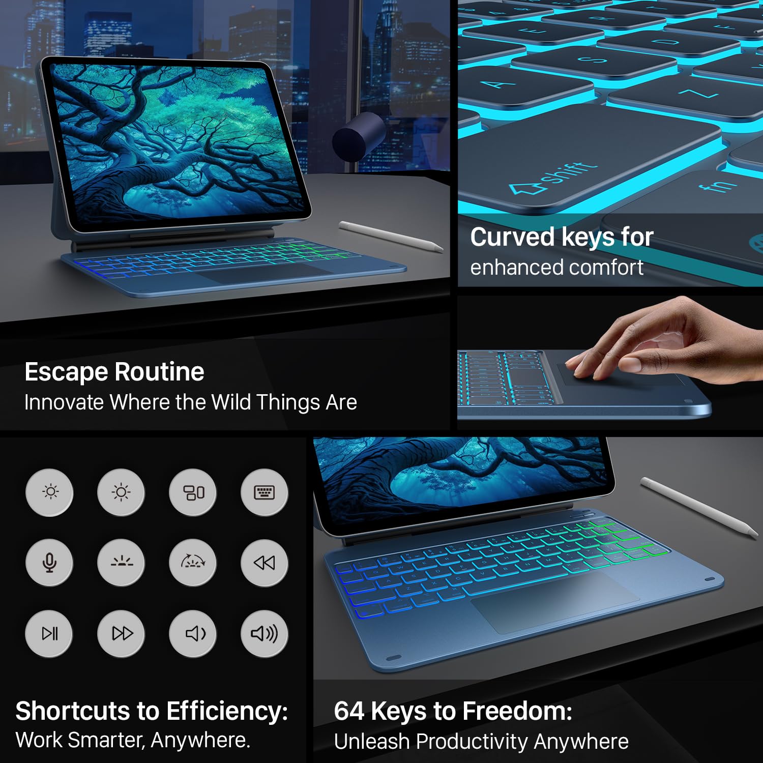 Magnetic Edge Keyboard Case for iPad 11th Gen (A16, 2025) & iPad 10th Gen 10.9