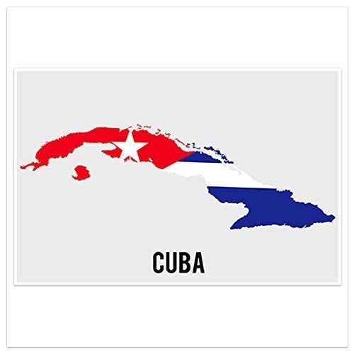Cuba Flag Wall Art Poster with Country Shape - Patriotic Home Decor, Office & Classroom Display