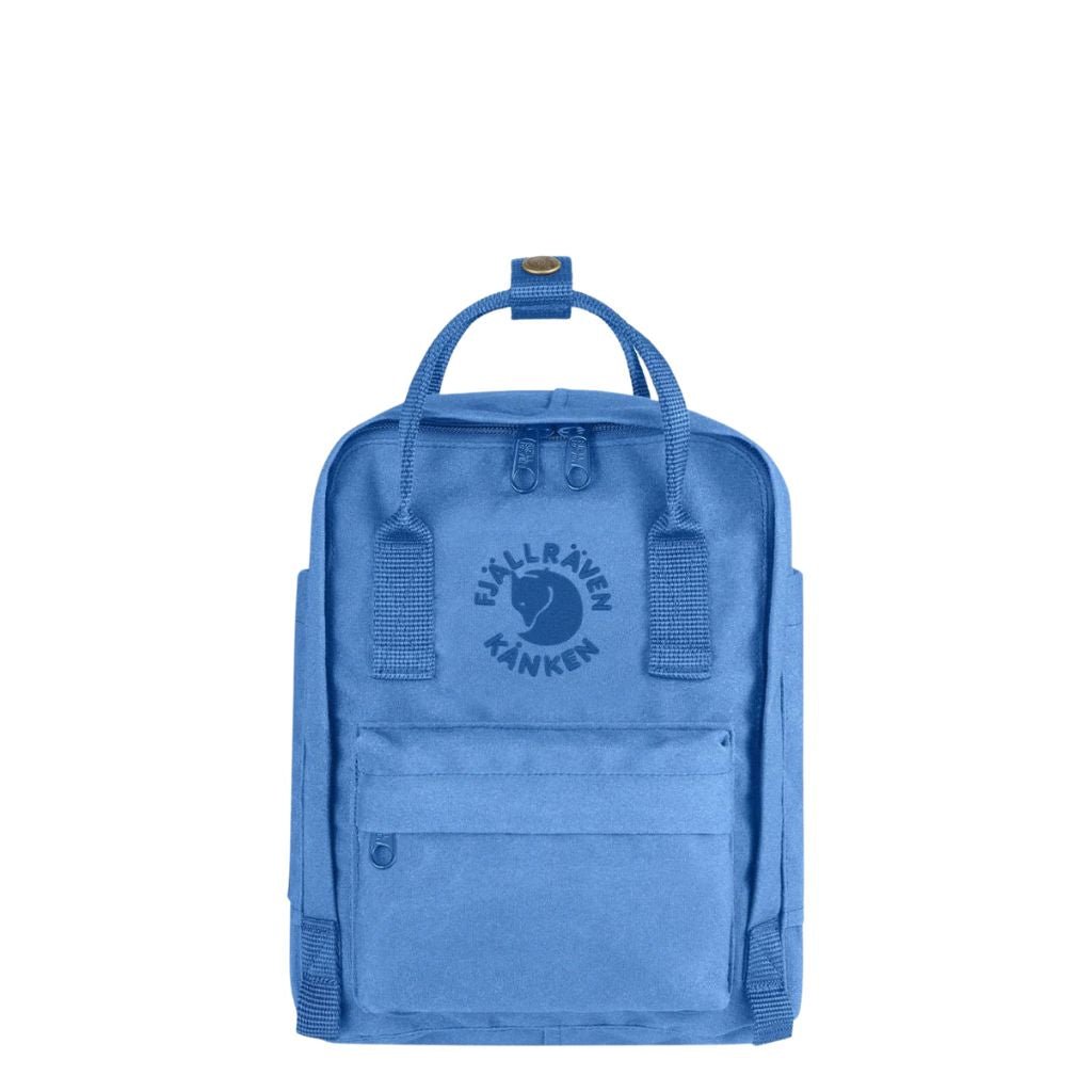 Fjallraven Mini RE Kanken Backpack - Lightweight Waterproof Daypack for Women & Men, Unisex Small Laptop Bag for School, Travel, Hiking - Un Blue