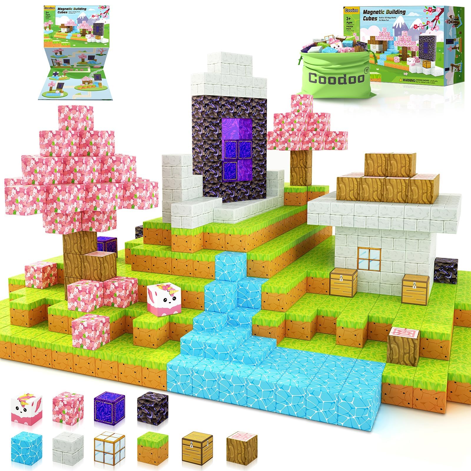 **Magnetic Building Blocks for Kids - STEM Educational Toys for Boys & Girls Ages 3+, Cherry Blossom Themed Magnetic Tiles Set for Creative Construction Play | Perfect for Preschool Learning & Indoor Activities**