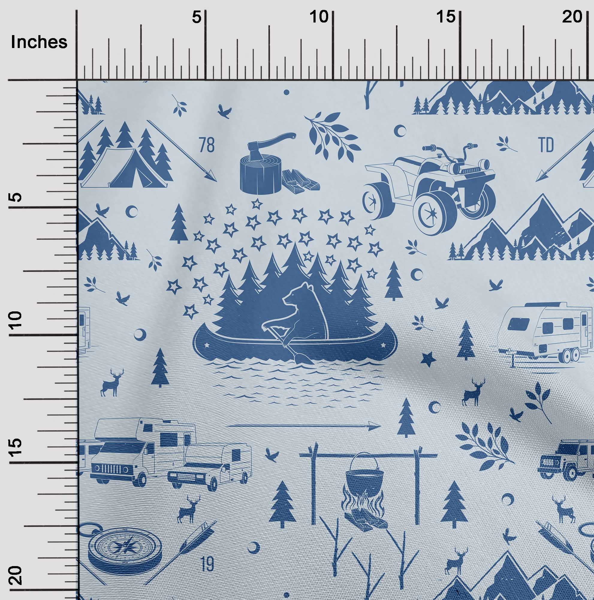 Premium Cotton Cambric Fabric - Grayish Blue Printed DIY Sewing Material for Clothing & Crafts, 42 Inch Wide | Ideal for Camping Gear, Home Decor & Fashion Projects