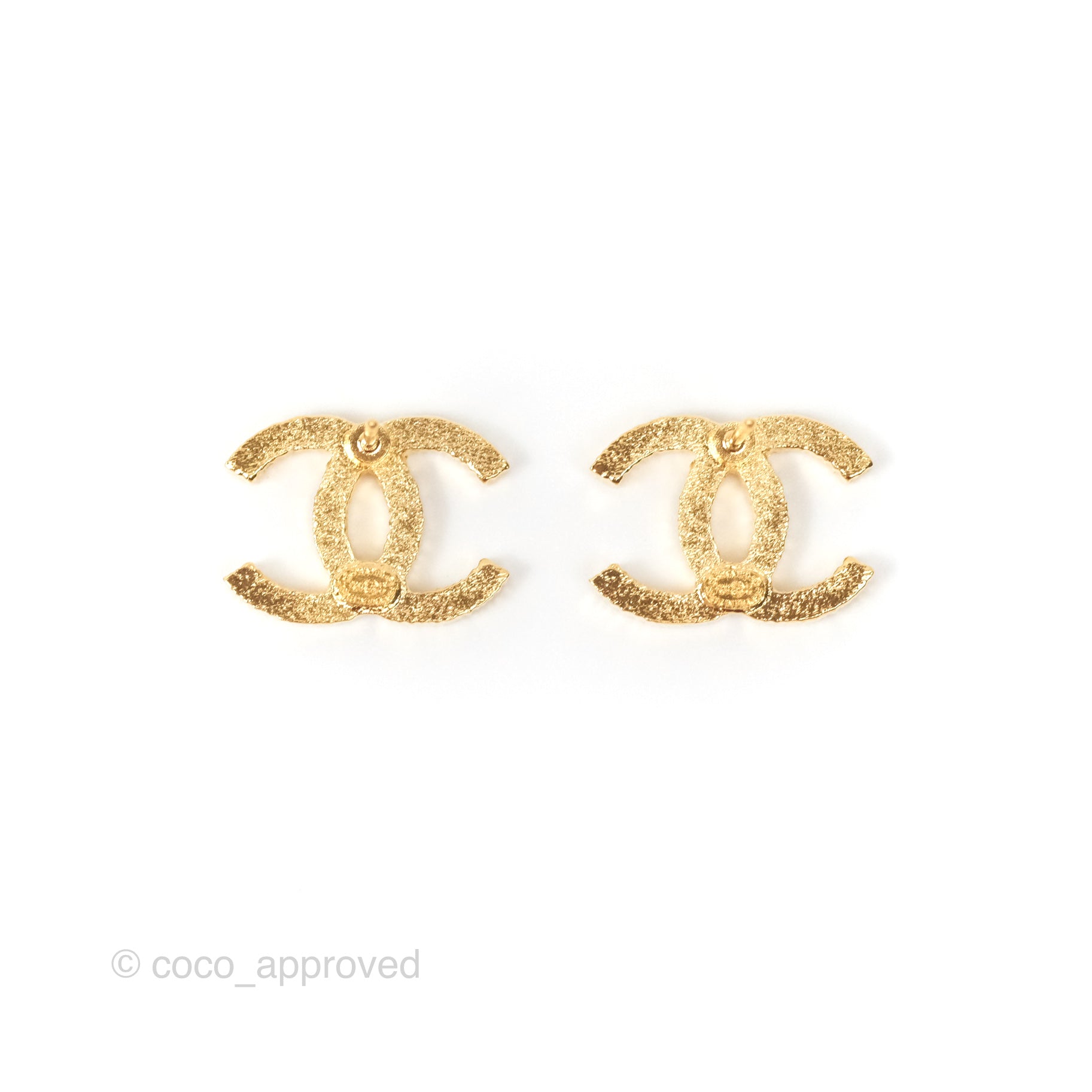 Chanel CC Logo Stud Earrings - 24K Gold Tone Luxury Fashion Jewelry for Women - Perfect for Parties, Weddings & Special Occasions