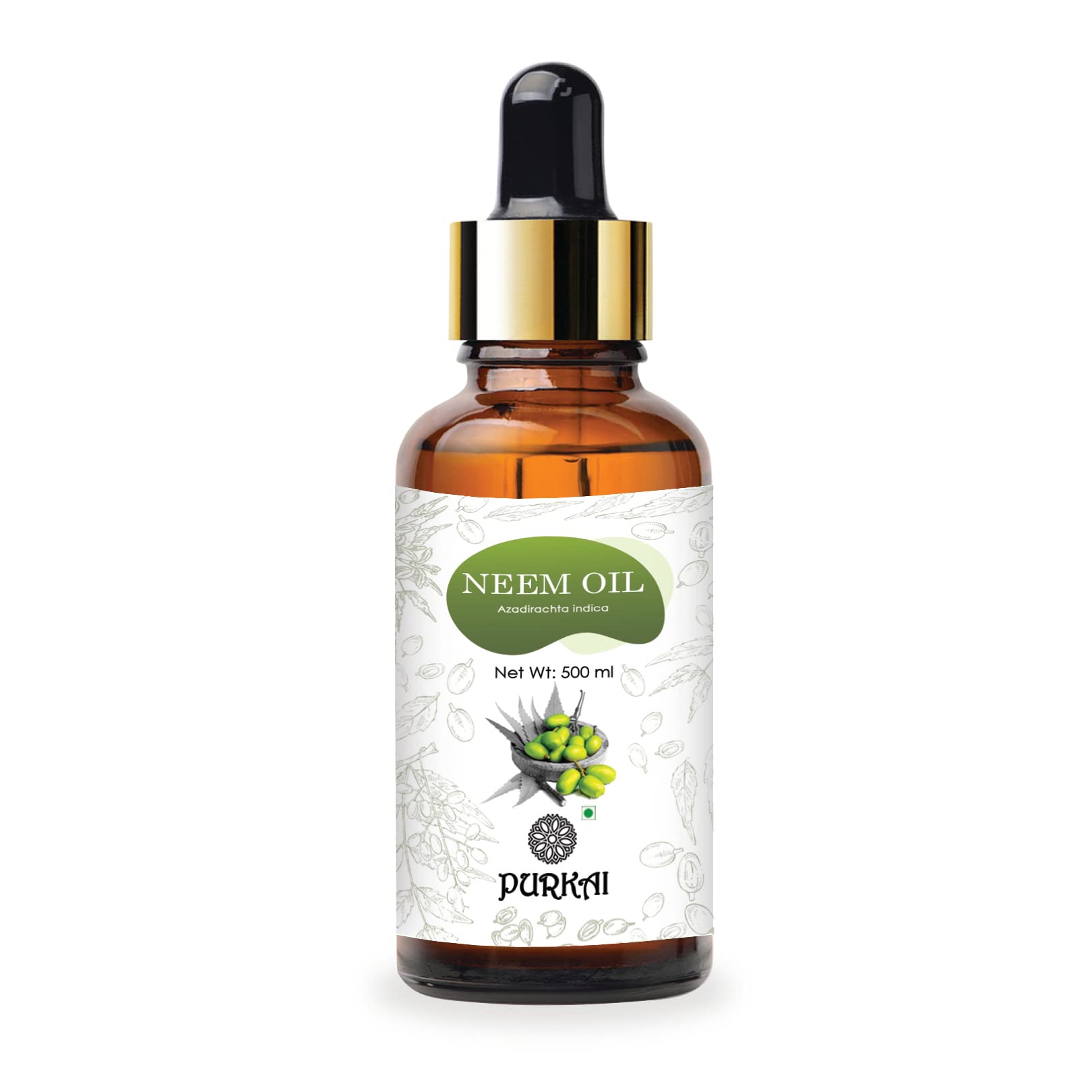Organic Neem Oil for Skin Care - 500ml Pure & Natural Treatment for Acne, Eczema & Psoriasis - Hydrating & Soothing Face & Body Oil for Daily Skincare Routine