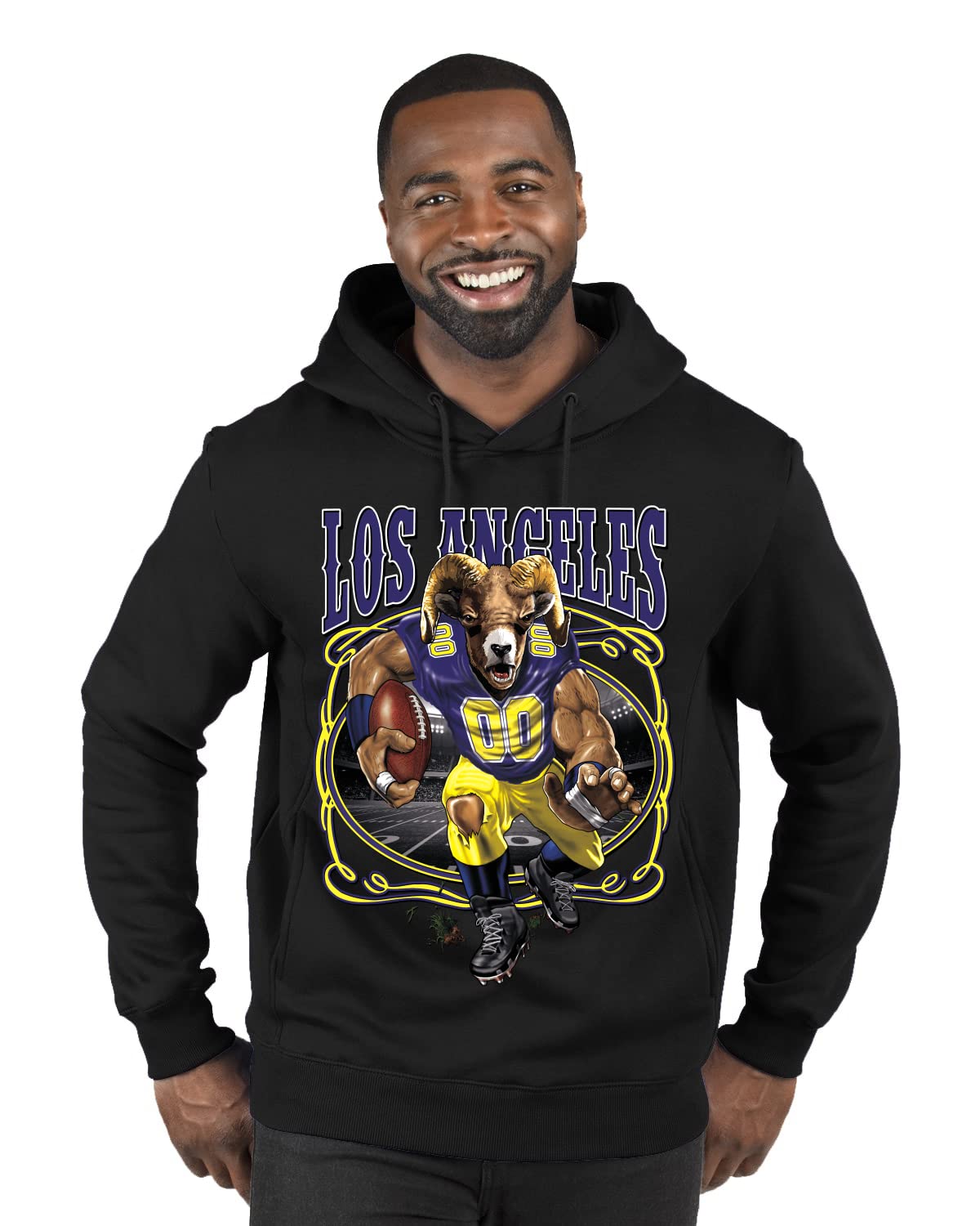 Los Angeles Fans LAR Fantasy Football Hoodie - Premium Graphic Sweatshirt for Men & Women, Black, 3XL - Perfect for Game Day, Tailgating & Sports Fan Apparel