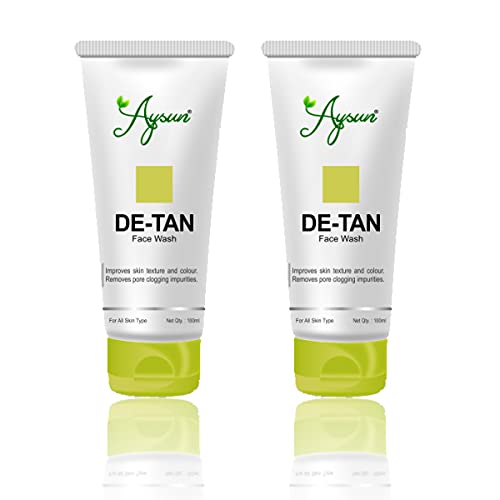 Aysun Combo Pack of 2 De-Tan Face Wash - Brightening & Exfoliating Cleanser for Glowing Skin | Perfect for Daily Use & Post-Sun Care