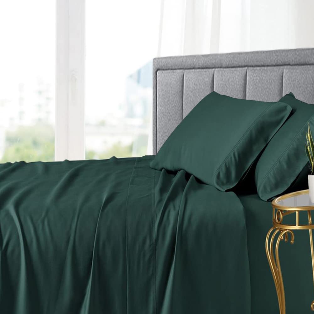 Premium 100% Bamboo Queen Sheet Set - 4-Piece Silky Soft Deep Pocket Cooling Bed Sheets in Relaxing Teal | Moisture Wicking, Temperature Regulating & Breathable Fabric for Hot Sleepers | Perfect for Summer Nights, Guest Rooms & Luxury Bedding