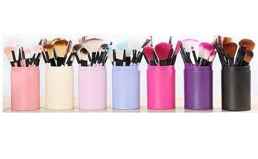 Premium 12-Piece Makeup Brush Set with Storage Barrel Box - Professional Eyeshadow Blending & Cosmetic Brushes Kit (Yellow) | Perfect for Makeup Artists, Beginners & Travel Beauty Essentials