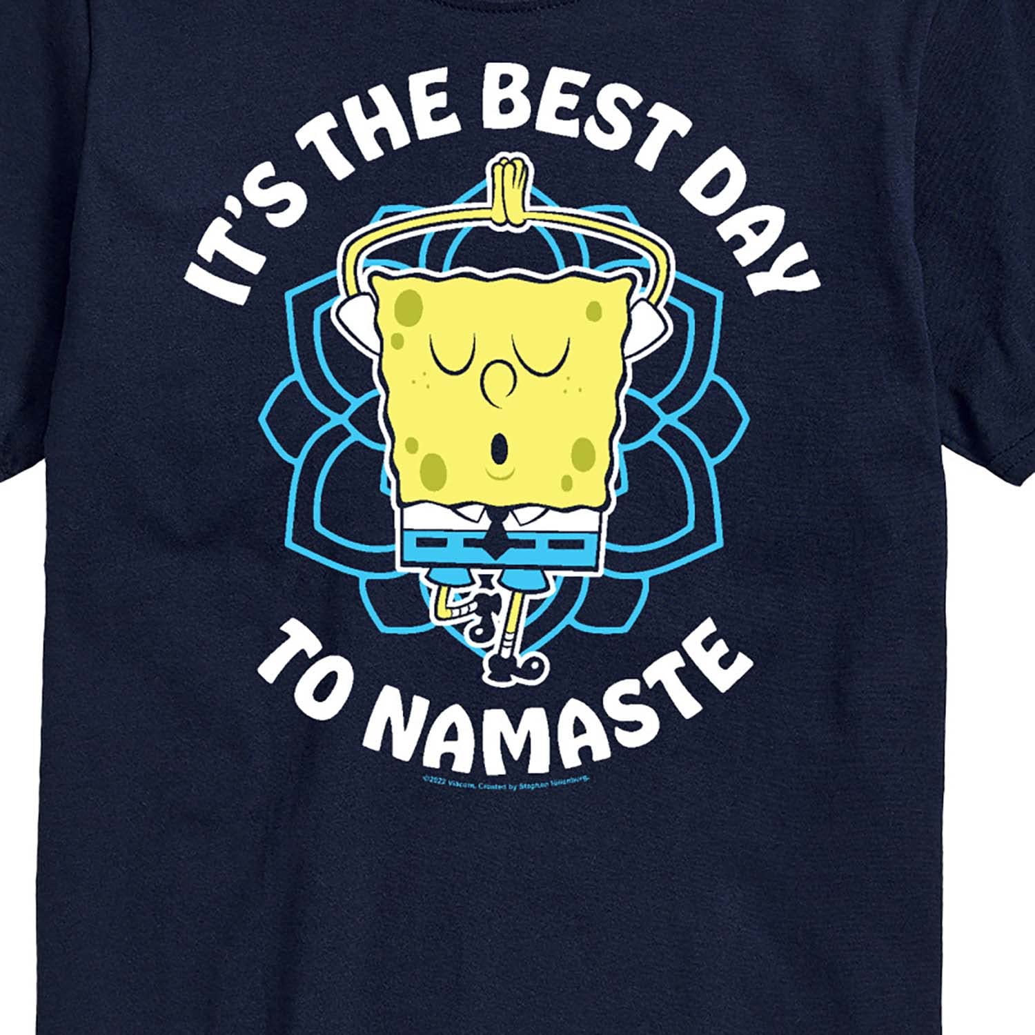 HYBRID APPAREL Men's Spongebob Squarepants Graphic T-Shirt - 'The Best Day to Namaste' Funny Short Sleeve Tee - Perfect for Casual Wear, Yoga Days & Spongebob Fans