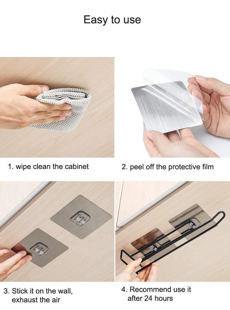 Self Adhesive Wall Mount Multi-Functional Kitchen Organizer - Holds Towels, Tissues & Wine Glasses - Space-Saving Storage for Kitchen, Bathroom, Toilet, Under Cabinet, Garage & Pantry - Perfect for Small Spaces & Home Organization (Pack of 1)