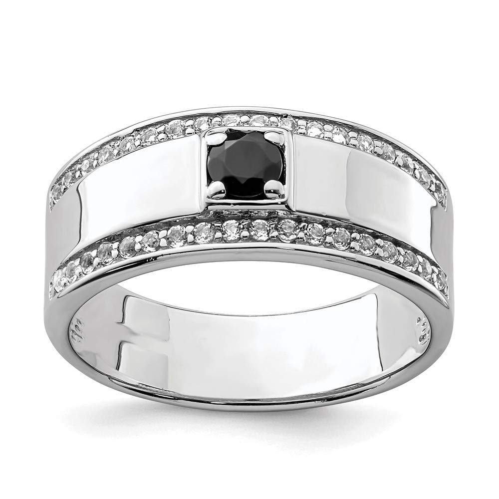 Men's 925 Sterling Silver Onyx & White Topaz Ring - Elegant Fine Jewelry for Men, Perfect Gift for Him - Ideal for Weddings, Anniversaries & Special Occasions