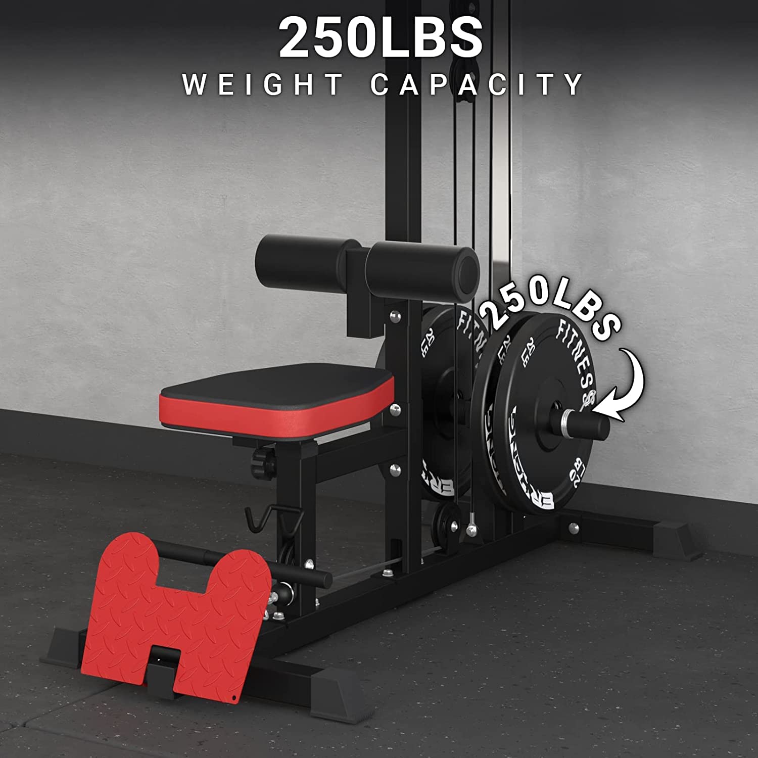 ER KANG LAT Tower - LAT Pull Down & Row Cable Machine with Flip-Up Footplate, High/Low Pulley Station & AB Crunch Harness - Home Gym Strength Training Equipment for Back, Arms & Core Workouts - Perfect for Small Spaces & Full-Body Exercises
