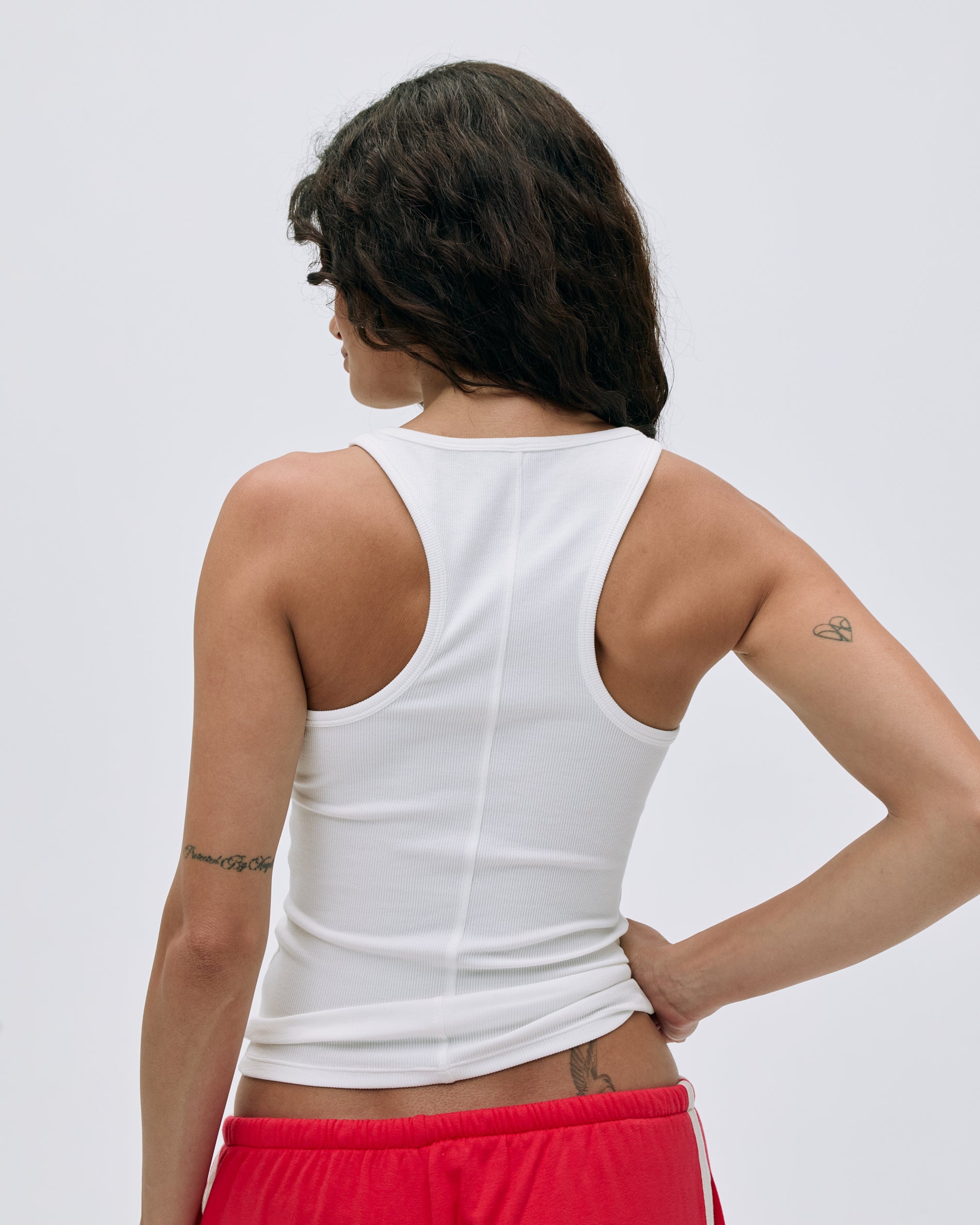 Rib Racer Seam Detail Vest for Women - Stylish White Sleeveless Top | Perfect for Layering, Casual Outfits & Summer Fashion