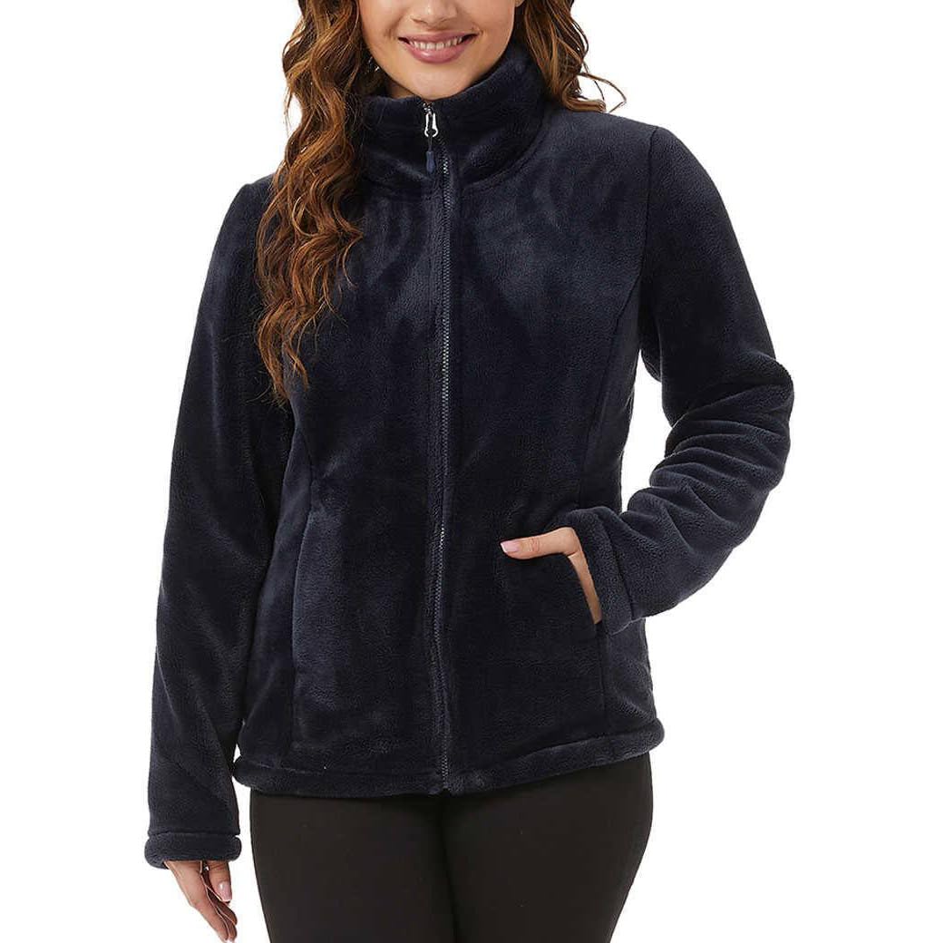 32 Degrees Heat Women's Full Zip Plush Jacket - Soft Fleece Lined Winter Coat for Cold Weather, Outdoor Activities & Casual Wear