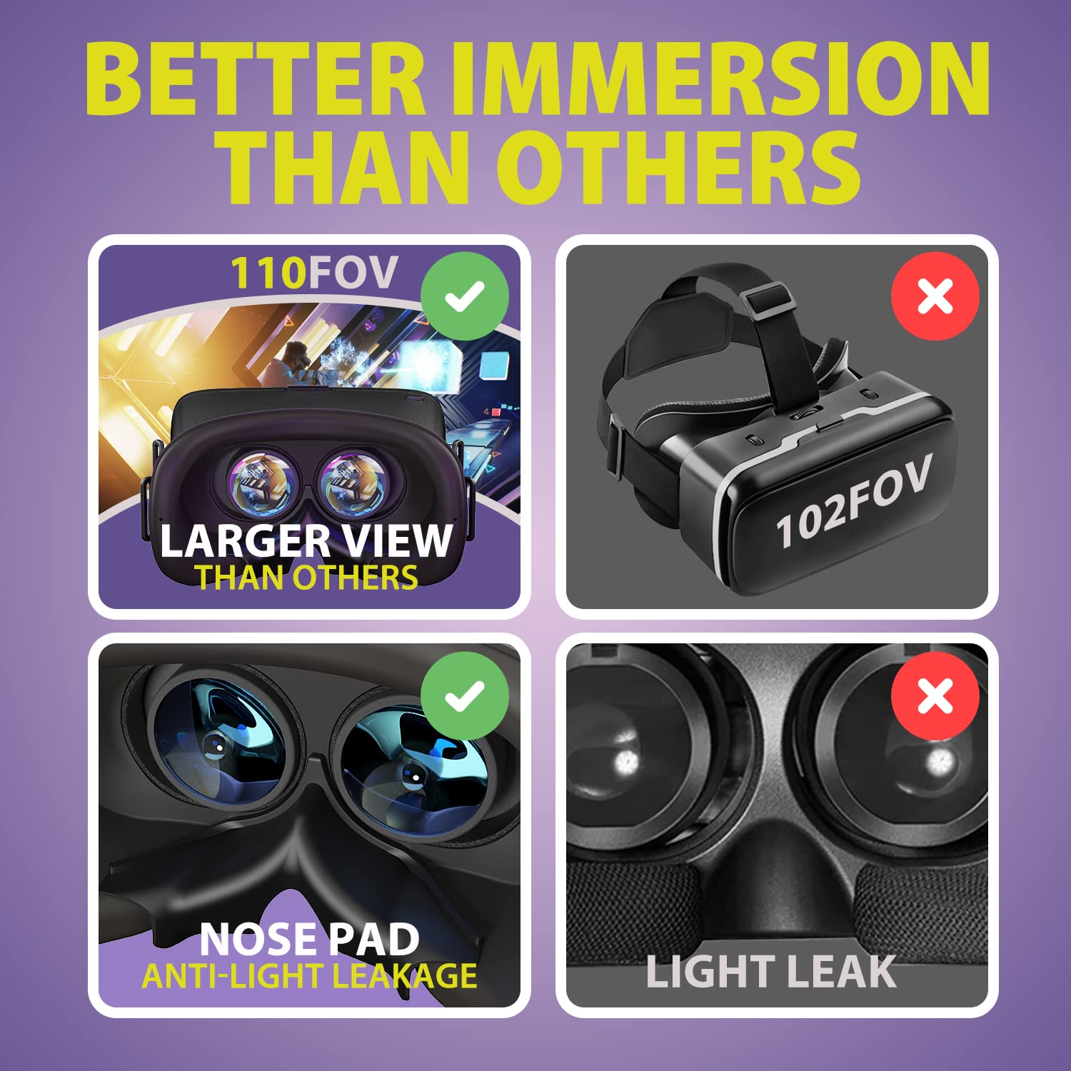 DESTEK V5 VR Headset for iPhone 15/14/13/12/11 & Samsung Android Phones with Controller - Anti-Blue Light HD Lenses, 110° FOV Virtual Reality Goggles (Black) | Perfect for Gaming, Movies & 3D Experiences
