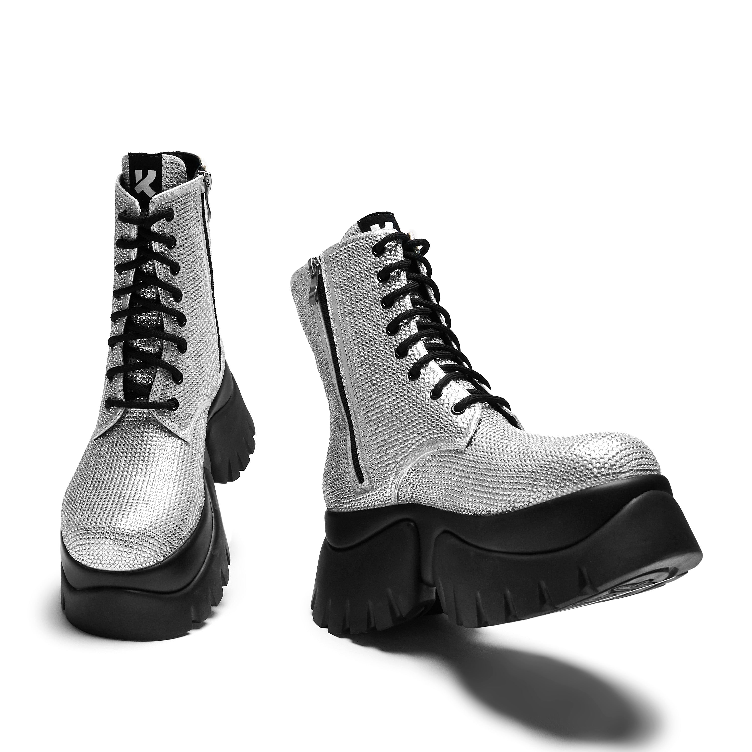Vampire Skin Platform Glitter Boots for Women - Gothic Halloween Cosplay, Party & Night Out Fashion - Shiny High Heel Ankle Boots for Costume, Club & Special Events