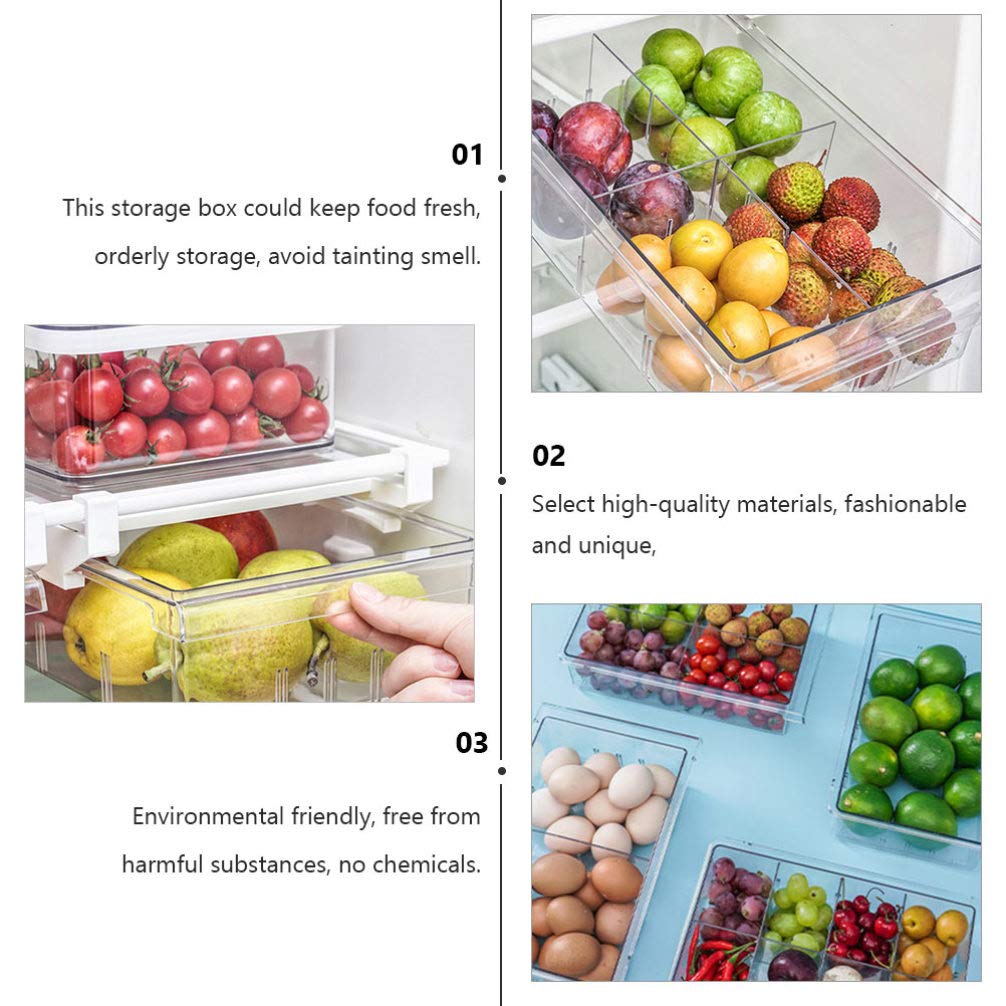 Cabilock Plastic Storage Bins - Fridge Egg Organizer & Drawer Organizer - Refrigerator Shelf Storage Bins for Under Shelf Organization - Perfect for Kitchen, Pantry, and Office Storage