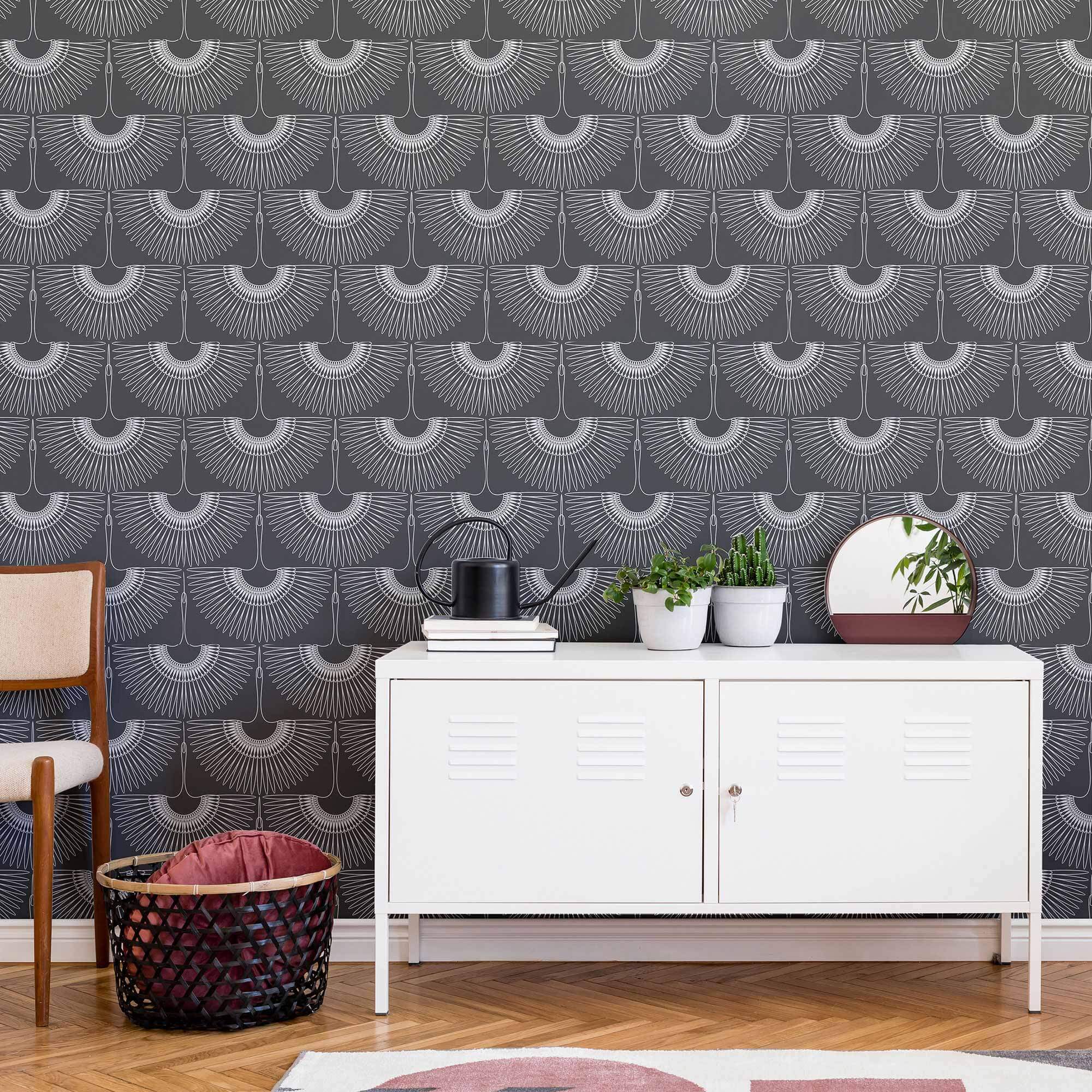 Black and White Birds Peel and Stick Removable Wallpaper - Self-Adhesive Decorative Wall Mural for Bedroom, Nursery, Living Room - Easy to Apply & Remove - Perfect for Home Decor and Accent Walls