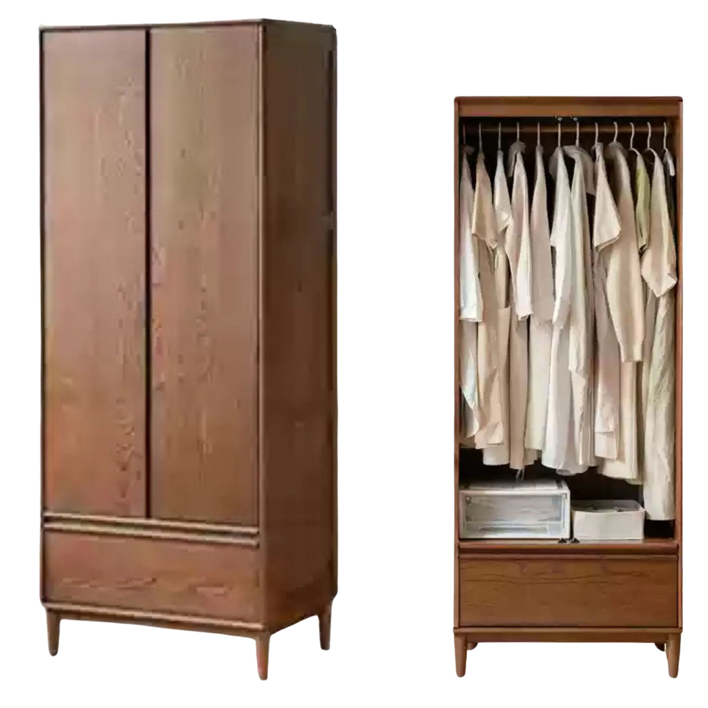 Modern Oak Solid Wood Wardrobe - Spacious Storage for Bedroom, Closet & Home Organization | Durable & Stylish Furniture for Master Bedroom, Guest Room & Walk-In Closets