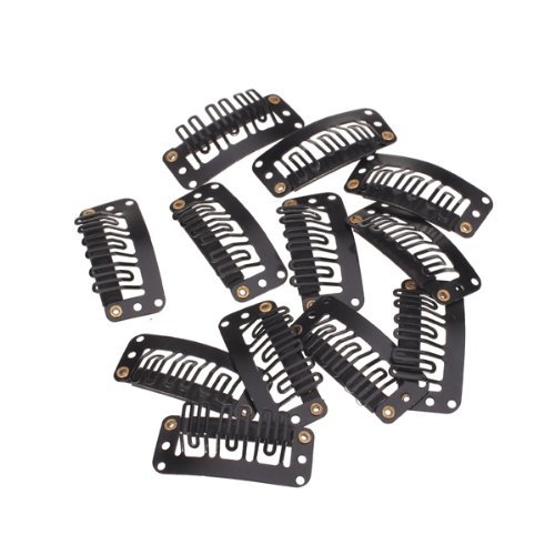 Stylazo 40 Pcs U Shape Snap Clips for Hair Extensions & Weft Wigs - 32mm Black Hair Clips | Perfect for Securing Hair Extensions, Wigs, and Weaves for Natural Look