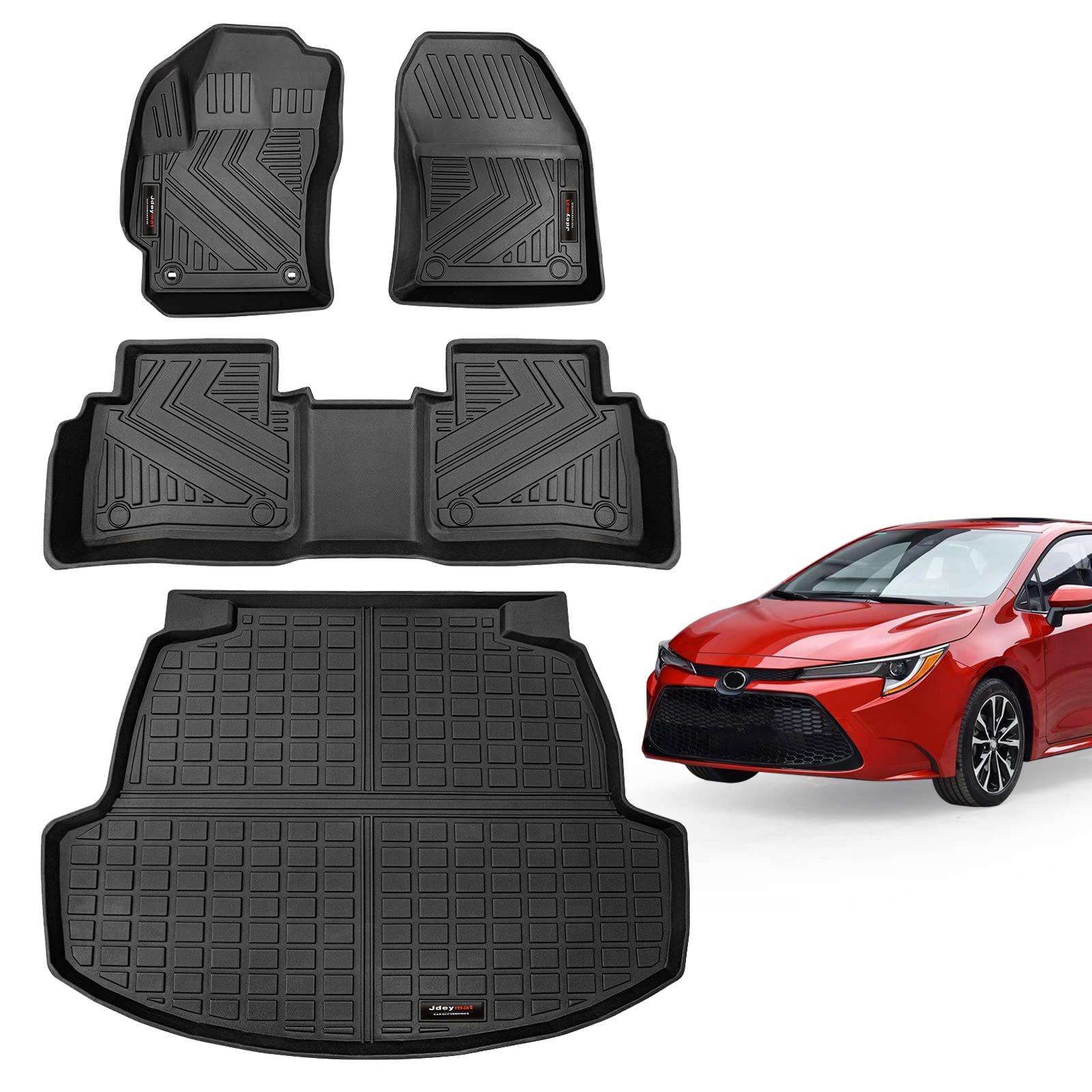 All-Weather TPE Car Floor Mats & Cargo Trunk Liner for Toyota Corolla Sedan 2020-2025 | Perfect Fit Accessories | Protects Against Dirt, Mud & Spills | Ideal for Daily Commute, Road Trips & Family Travel