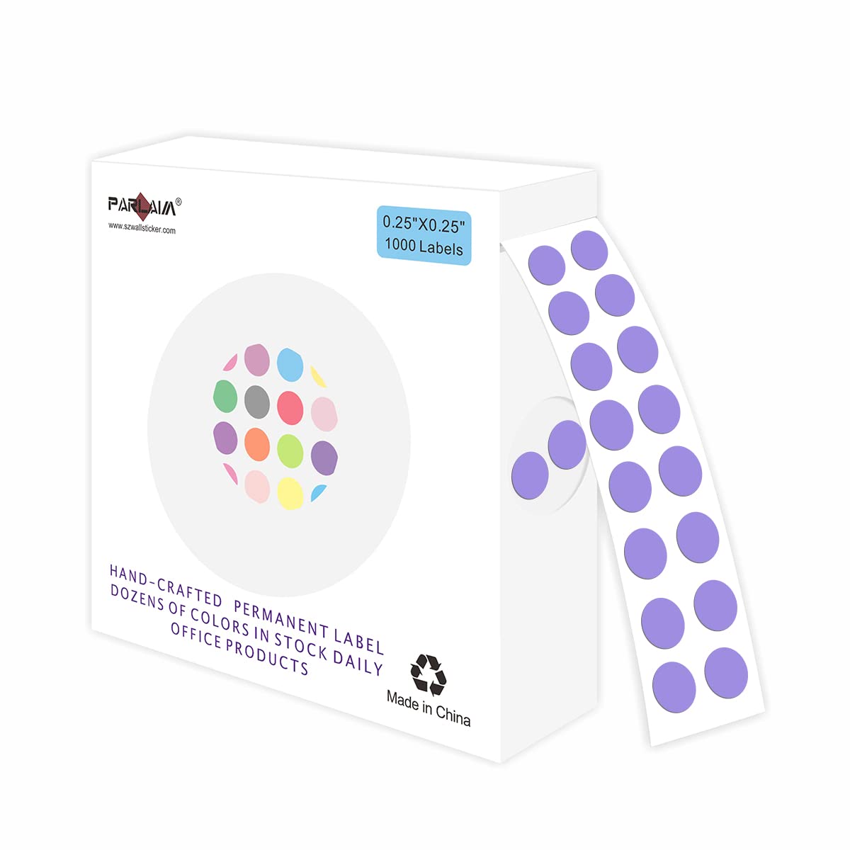 PARLAIM 0.25 Inch Color-Code Dot Stickers - 1000 Adhesive Labels for Office Organization, Student Classroom Supplies, File Sorting & Inventory Management (Lavender) - Perfect for Notebooks, Books, Files & Storage Boxes