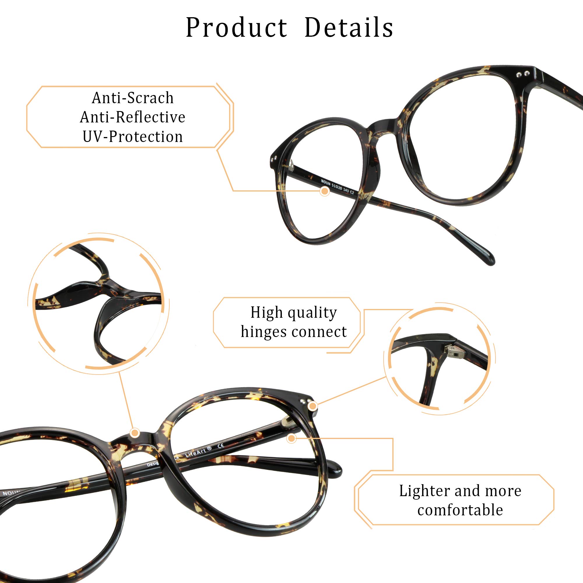 LifeArt Blue Light Blocking Glasses for Women - Anti Eyestrain Computer Glasses with 0.75 Magnification | Gaming & Reading Glasses | Anti Glare TV Glasses (Floral Design) - Perfect for Office Work, Online Classes & Nighttime Screen Use