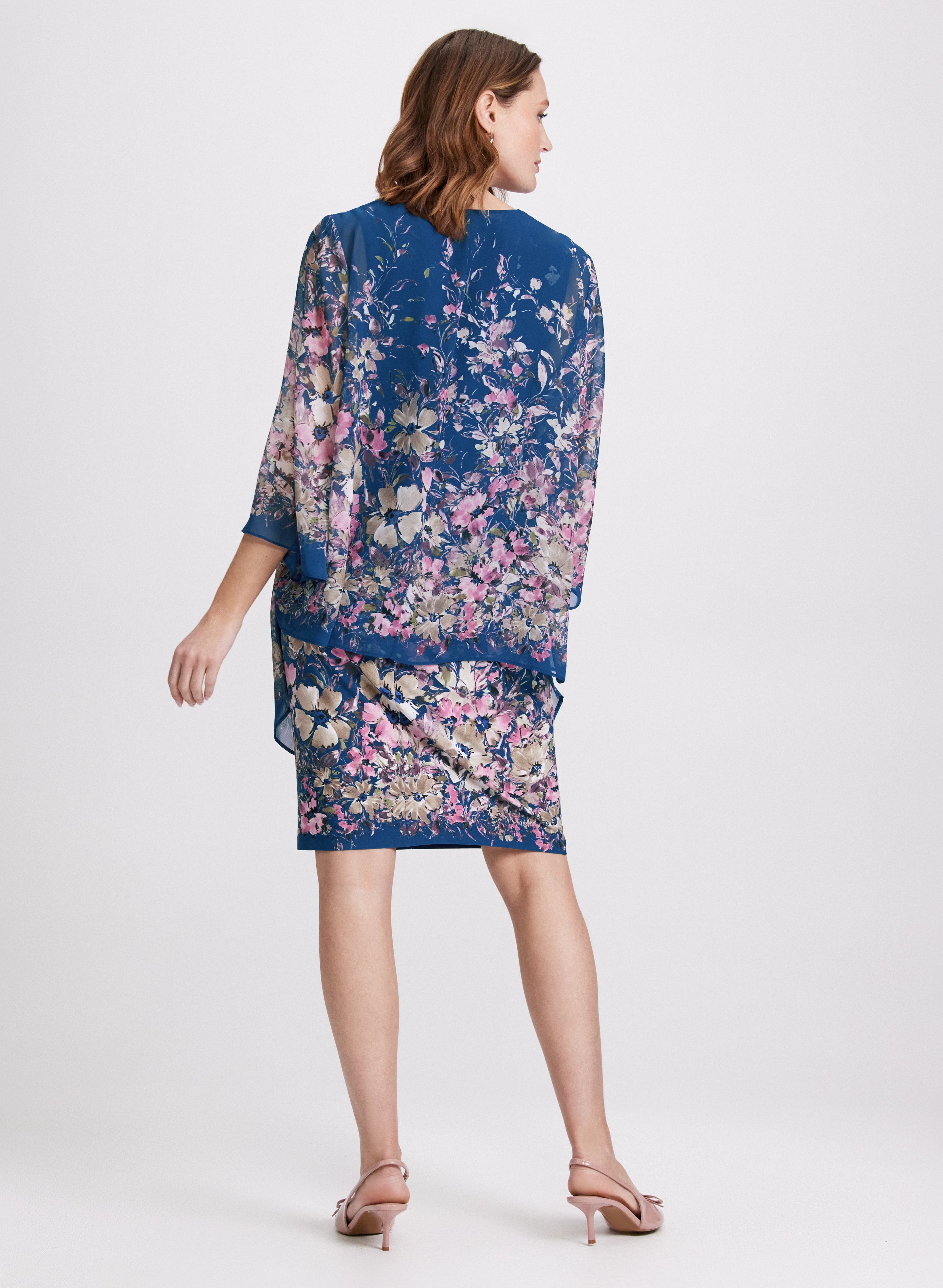 Floral Print Dress and Jacket Set for Women - Spring Summer Outfits, Casual Wear, Office Attire & Special Occasions