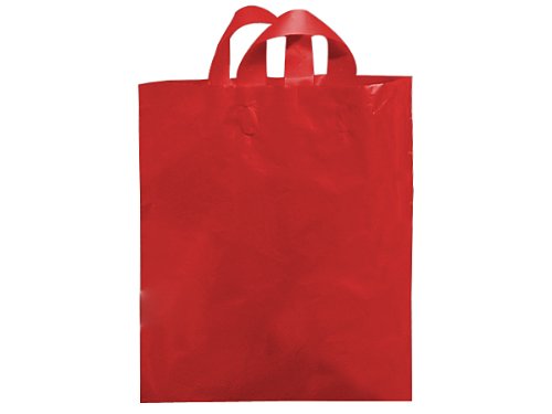 MEZZO Red Studio Shopping Bags Bulk Pack - 80% Recycled Plastic, 16x15x6 Inches - 250 Bags per Unit | Eco-Friendly Retail Bags for Grocery Stores, Boutiques & Events