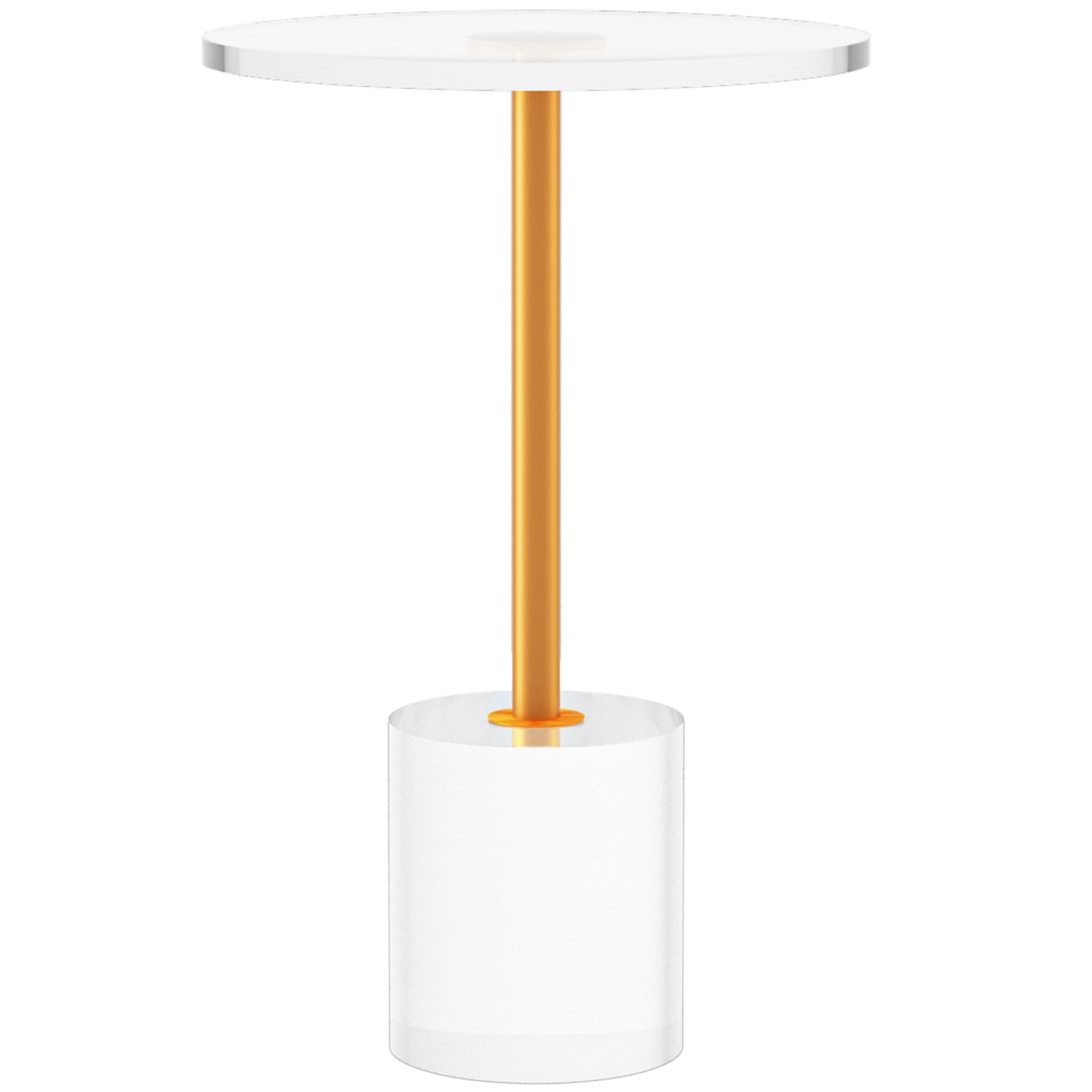 Modern Clear Acrylic Side Table with Gold Base - 13.8
