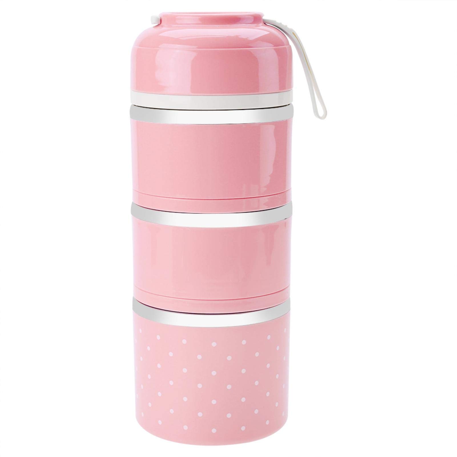 Thermal Lunch Box 3-Layer Stainless Steel Bento for Adults & Kids - Pink