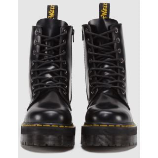 Dr. Martens Jadon Black Polished Smooth Leather Platform Boots for Women - Punk Style Ankle Booties for Everyday Wear & Fashion Outfits