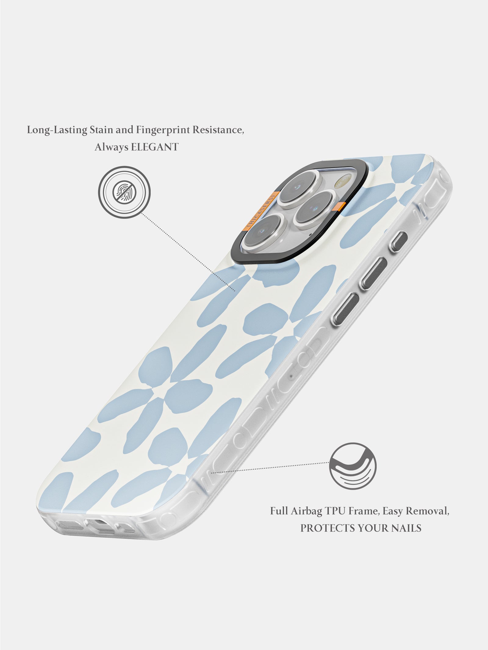 Starry Blossom Soft Blue Phone Case - Cute Floral Design Protective Cover for iPhone & Samsung - Perfect for Everyday Use, Travel & Gifting