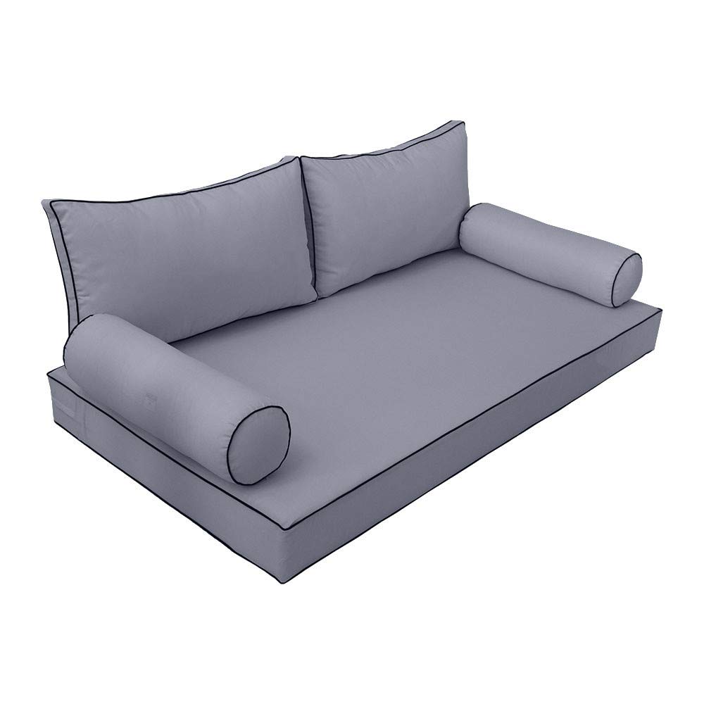 Prolinemax Outdoor Daybed Slipcover - Twin XL Size, Waterproof Mattress & Bolster Backrest Cushion Covers with Contrast Trim | Perfect for Patio, Poolside & Garden Furniture Protection (Model AD001)
