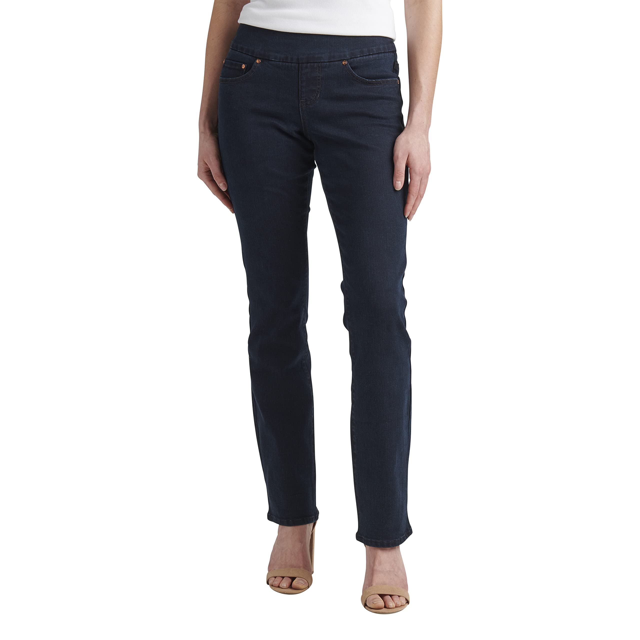 JAG Jeans Women's Peri Mid Rise Straight Leg Pull-on Jeans - Comfortable Stretch Denim Pants for Casual Wear, Office & Everyday Outfits