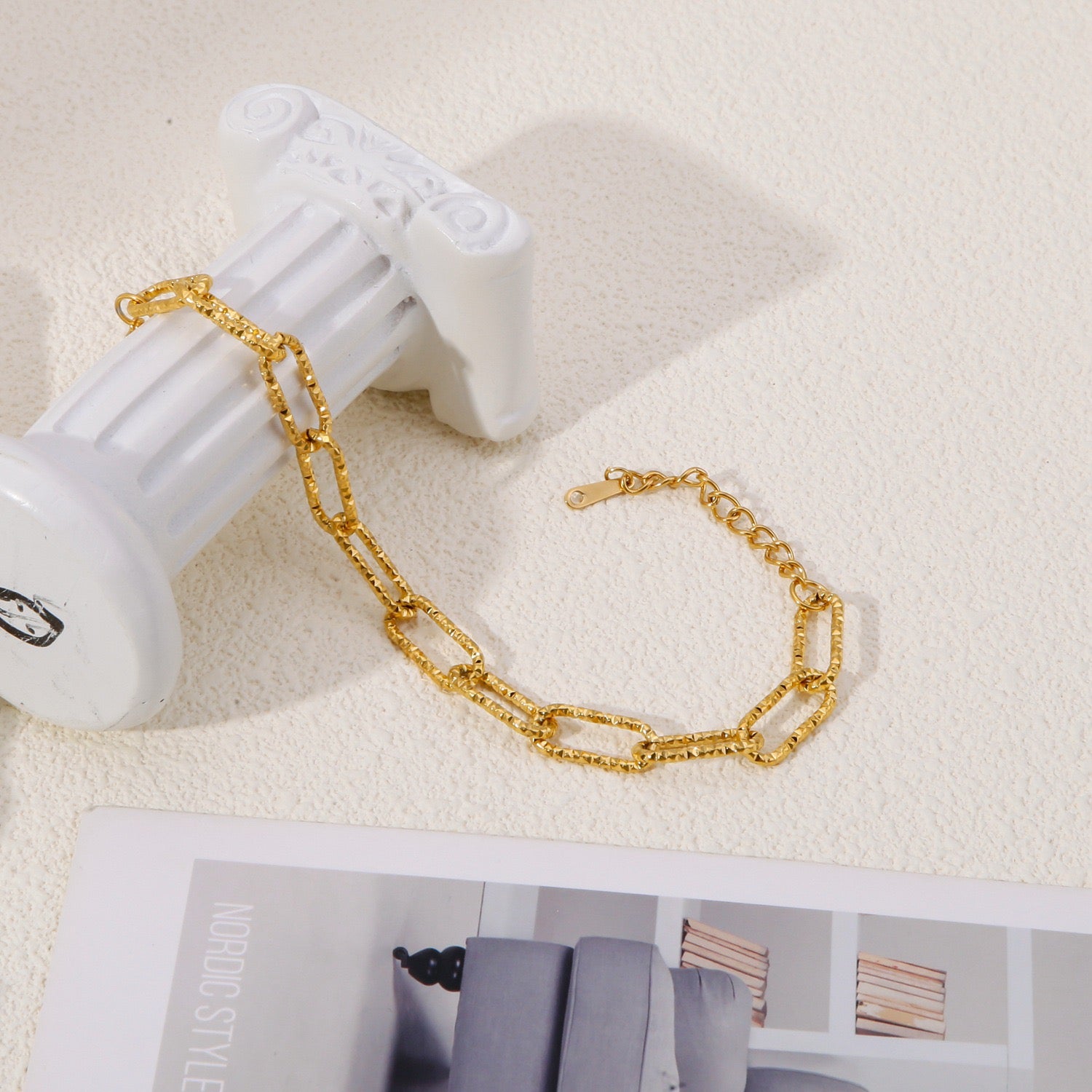 18K Gold Plated Stainless Steel Link Chain Bracelet and Necklace Set - Elegant Jewelry Gift for Women | Perfect for Weddings, Parties & Everyday Wear | JDWB030