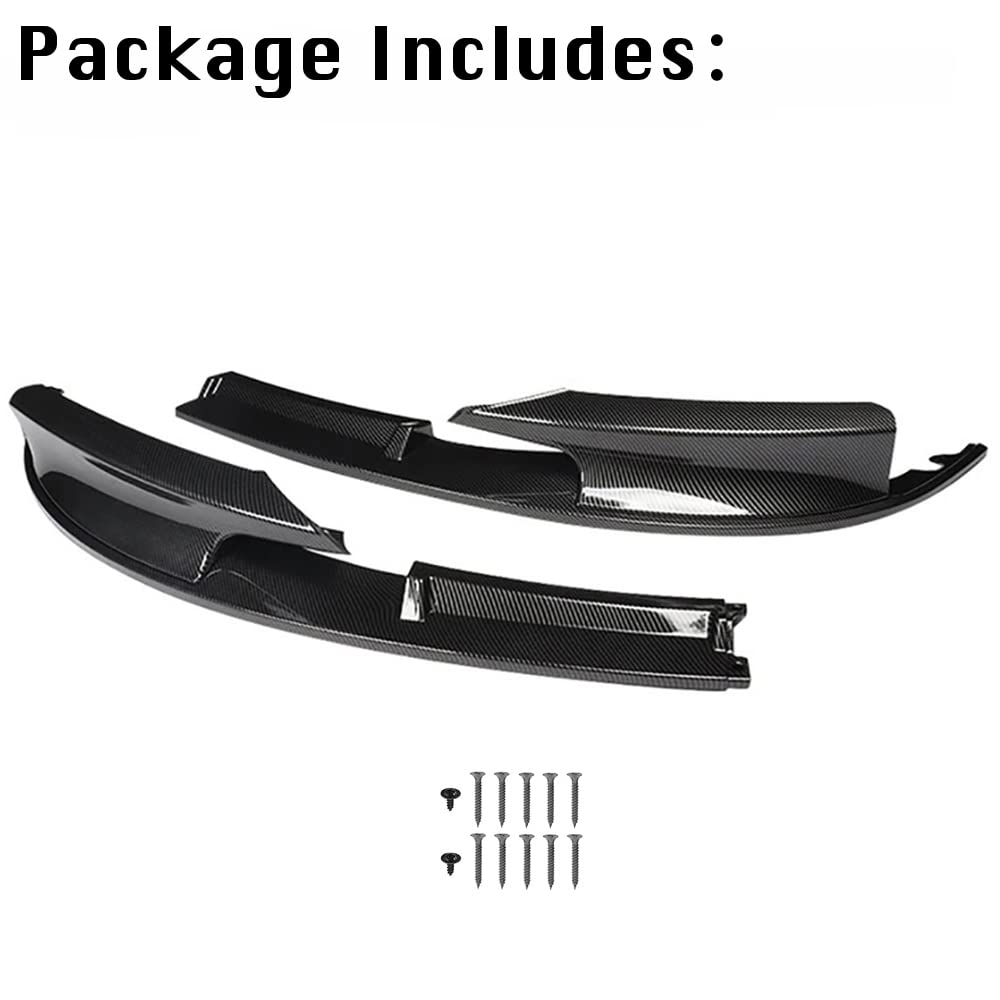 BMW F30 3 Series (2012-2018) Front Bumper Lip Spoiler - 2PCS Carbon Fiber Style Chin Splitter for M Sport | Enhances Aerodynamics & Sporty Look for Street or Track Racing