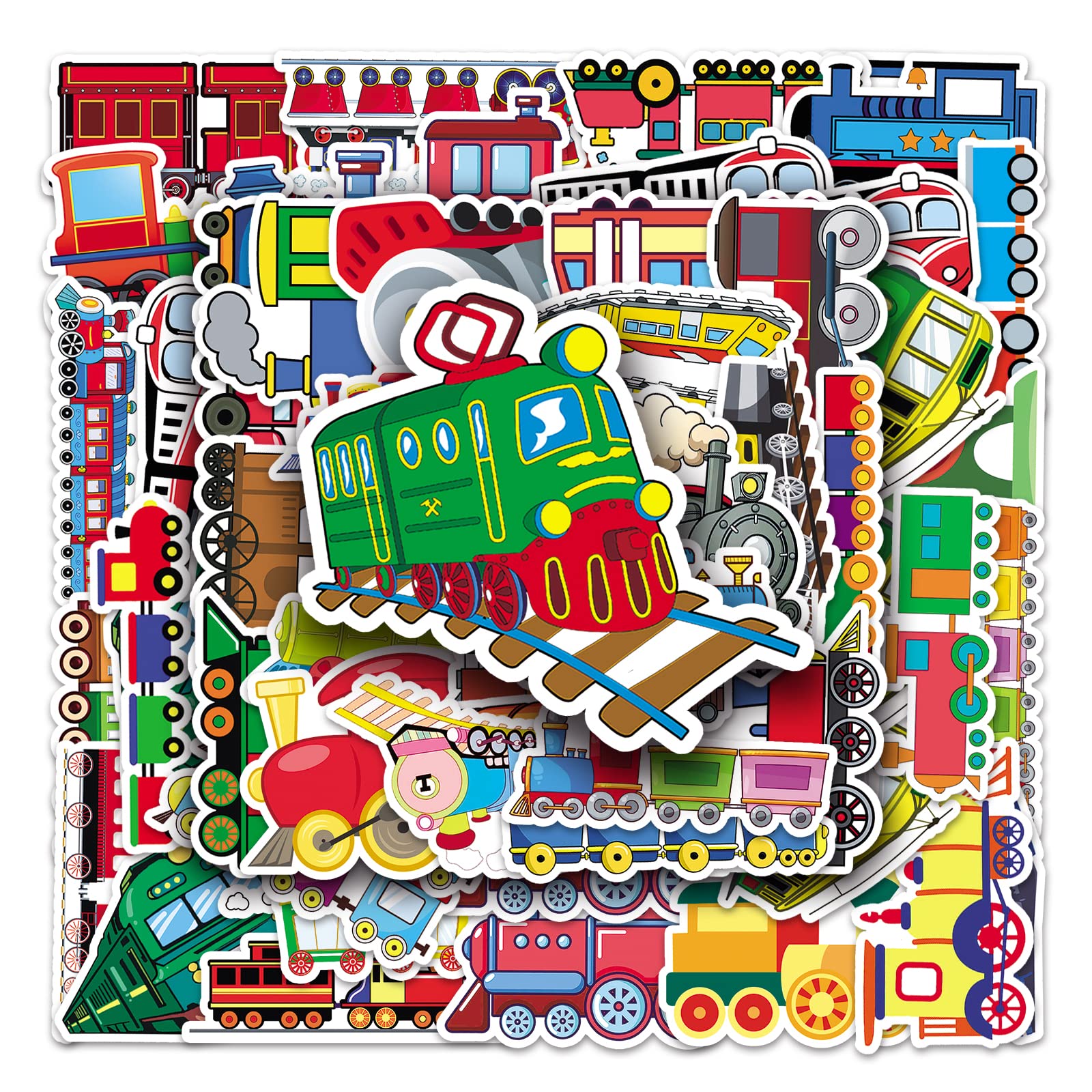 100 Pcs Waterproof Train Stickers - Durable Vinyl Decals for Water Bottles, Laptops, Notebooks, Luggage & More | Perfect for Train-Themed Parties, DIY Scrapbooking & Kids' Room Decor