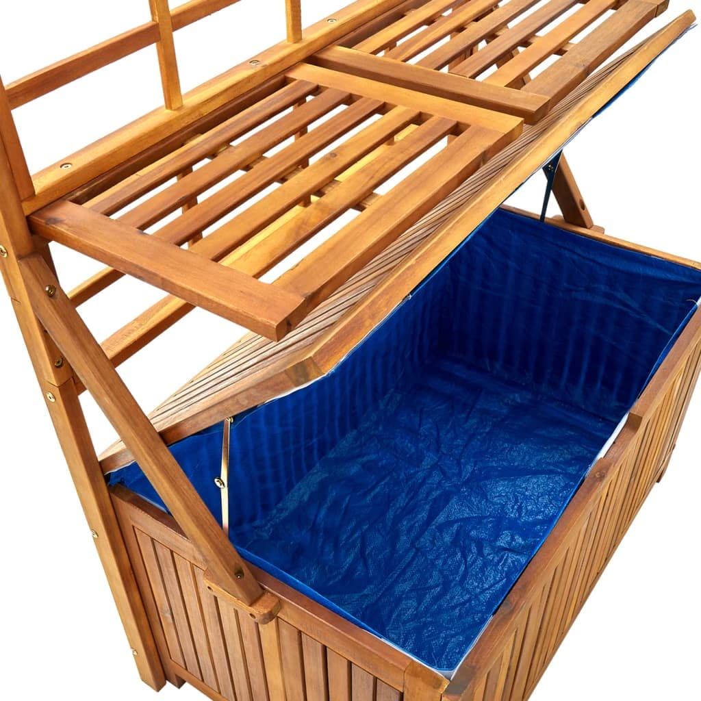 vidaXL Solid Acacia Wood Patio Storage Box with Adjustable Shelves & Water-Resistant Bag - Outdoor Furniture with Integrated Trellis for Garden Storage, Plant Stand, and Backyard Organization