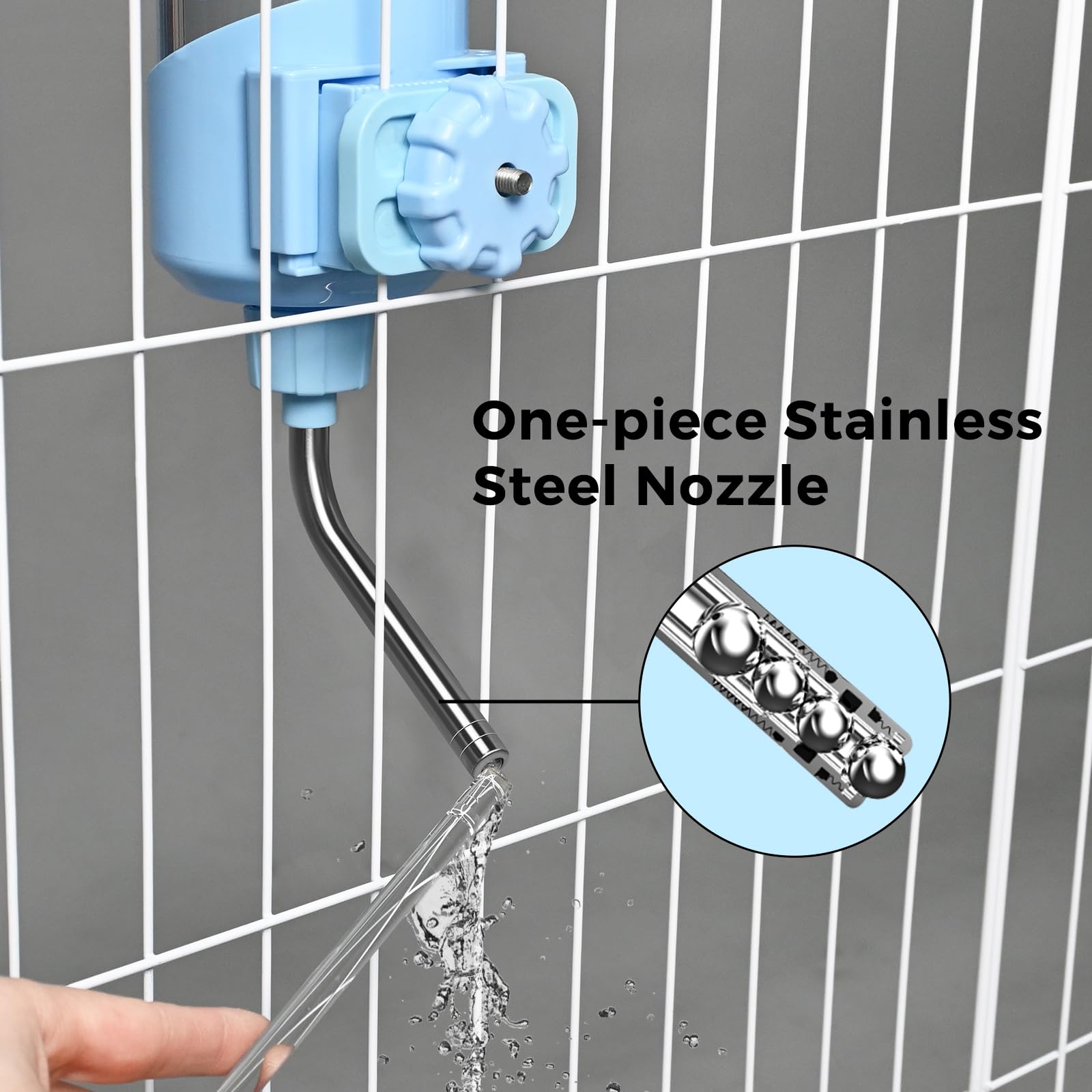 Vannon 23oz Top Fill Small Animal Water Dispenser for Cage - Auto Feeding Water Bottle for Rabbit, Chinchilla, Ferret, Guinea Pig, Squirrel, Hedgehog - BPA Free, 10mm Nozzle, Blue - Perfect for Travel & Home Pet Cages