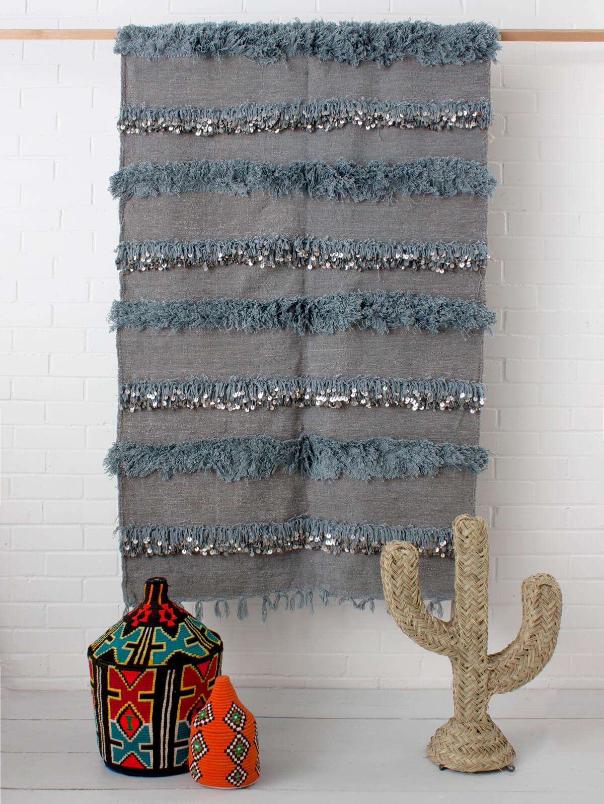 Authentic Moroccan Handira Wedding Blanket No. 132 - Handwoven Berber Textile for Boho Home Decor, Wedding Gift & Cozy Throw