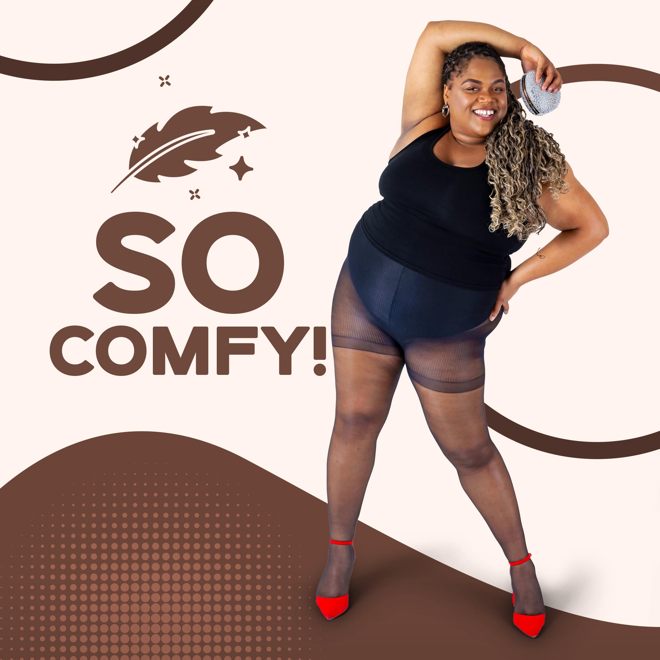 Plus Size Pantyhose for Women - Soft Sheer Queen Tights - Comfortable Stretchy Opaque Tights for Work, Party & Everyday Wear