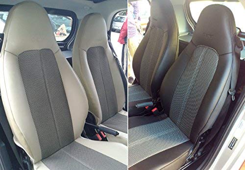 Custom Fit Smart Car Seat Covers - Mix Leatherette & Two-Tone Synthetic Fishnet for Smart Fortwo (451) 2007-2014 | Total Black | Durable & Stylish Protection - Perfect for Daily Commute & Road Trips