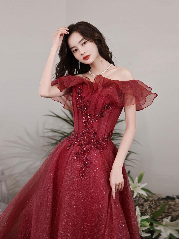 Elegant Blue Tulle Off Shoulder Long Prom Dress - A-Line Evening Gown for Formal Events, Homecoming, and Special Occasions