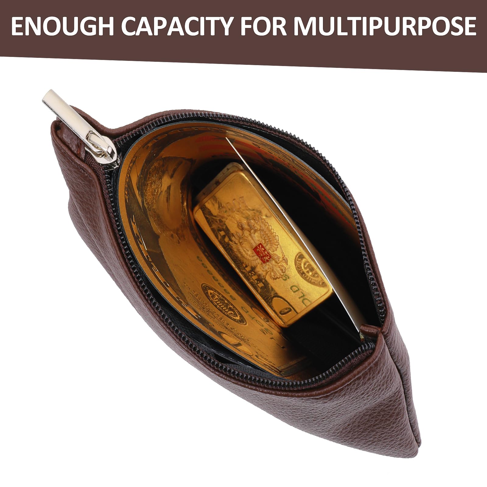 Mini Coin Purse for Women - PU Leather Zipper Wallet with Keychain, Holds Credit Cards, Cash, ID, Keys & Lipstick (Coffee) - Perfect for Travel, Shopping & Everyday Use